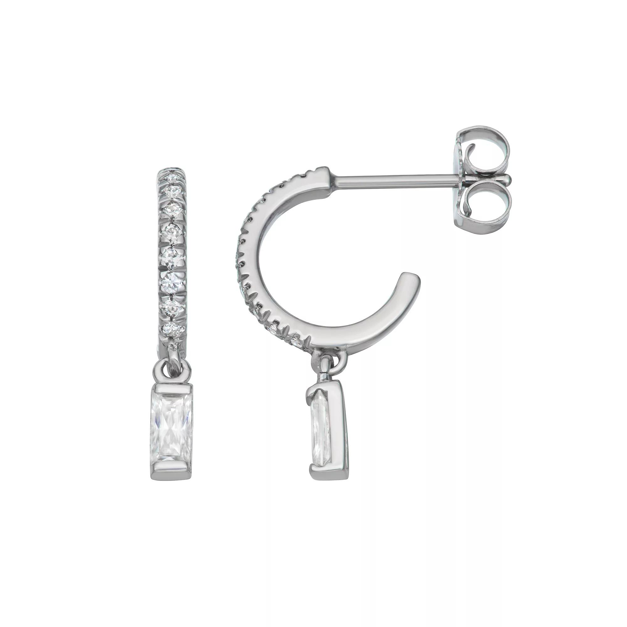 Charles & Colvard 14k Gold 1/3 Carat T.W. Lab-Created Moissanite Hoop Drop Earring, Women's, White Product Image