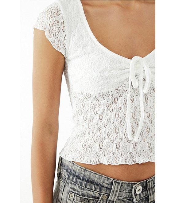 BDG Urban Outfitters Quinn Lace Cap Sleeve Top Product Image