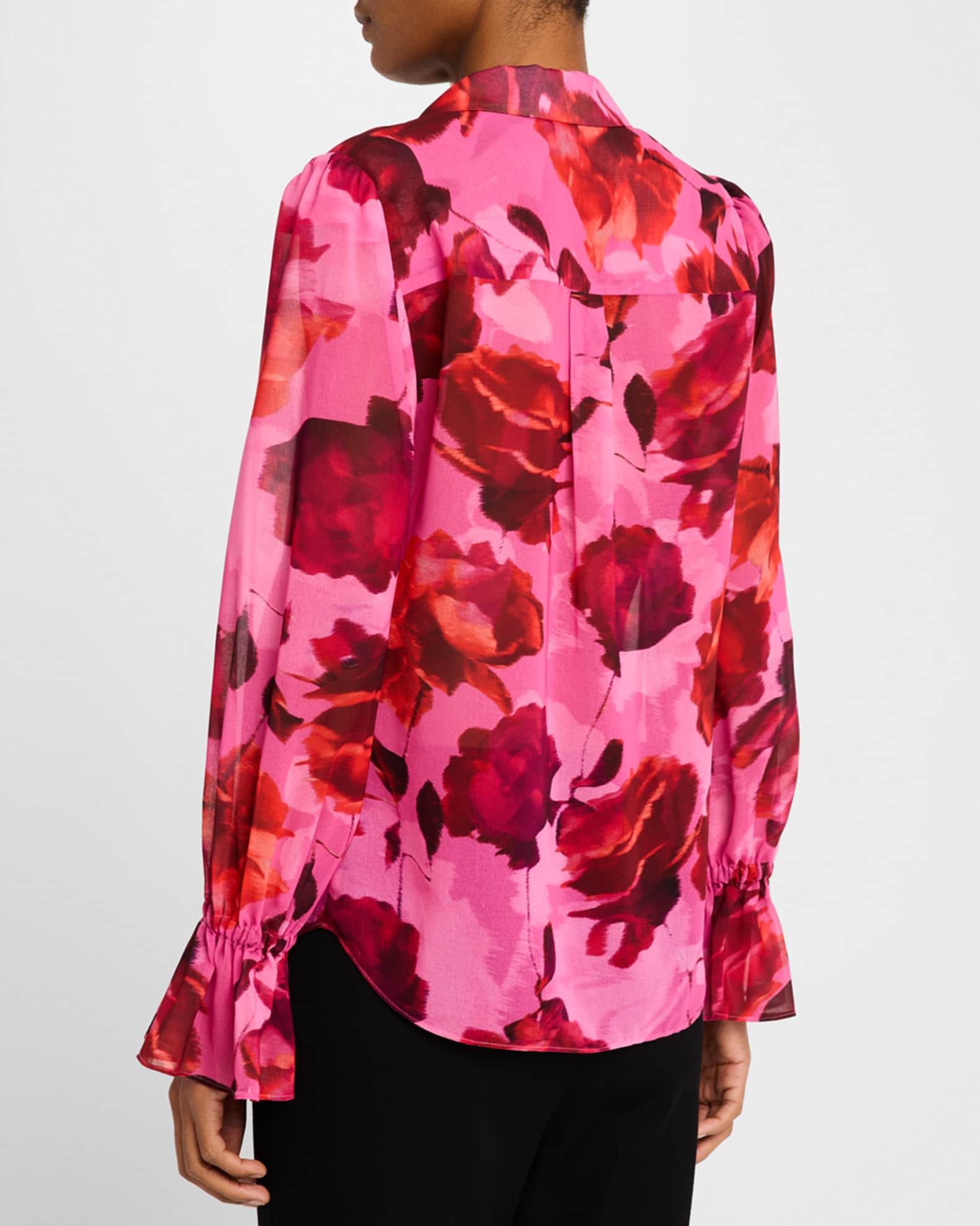 Lacey Blurred Blossom Floral-Print Blouse Product Image