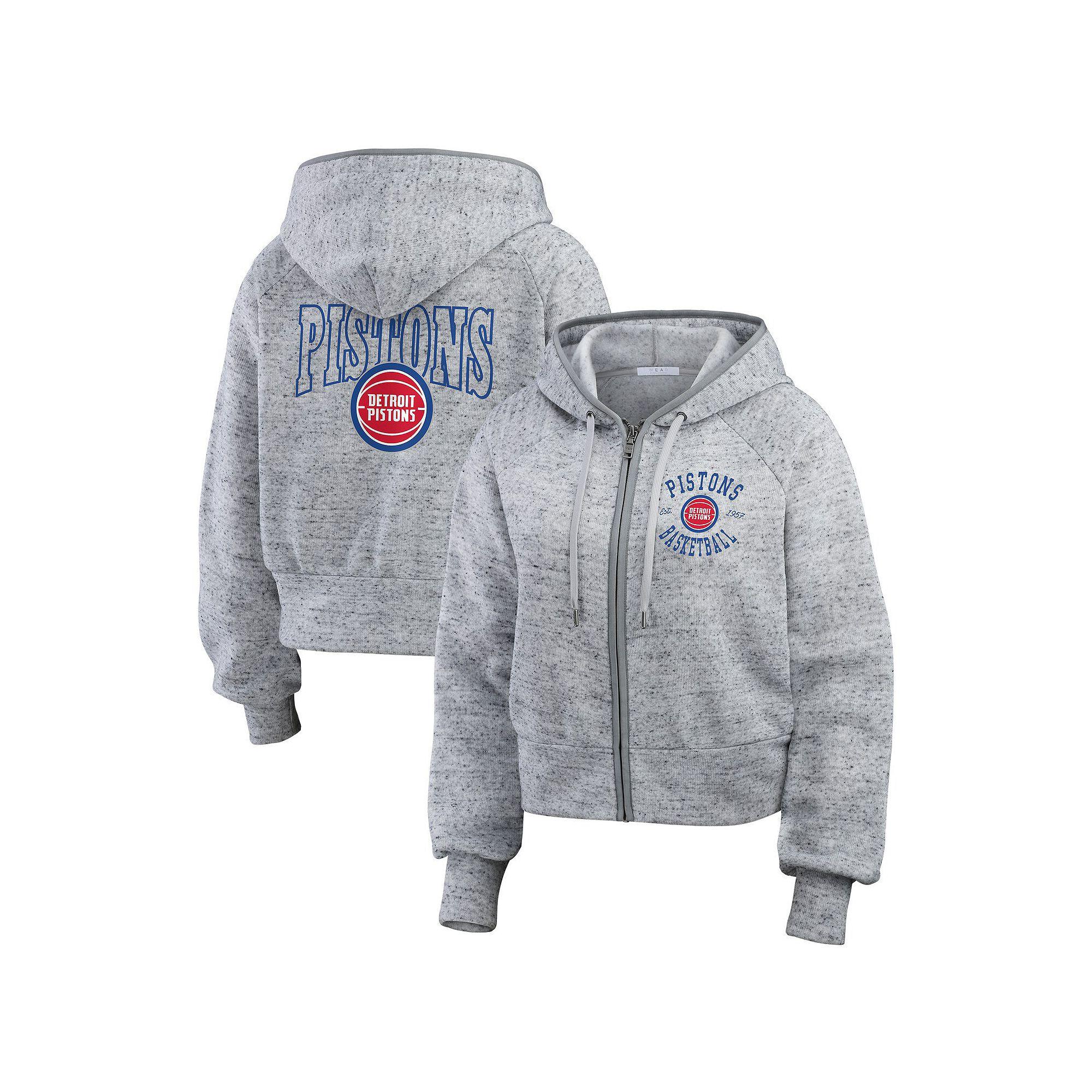 Women's WEAR by Erin Andrews Heather Gray Detroit Pistons Speckled Radiator Full-Zip Hoodie,  Product Image