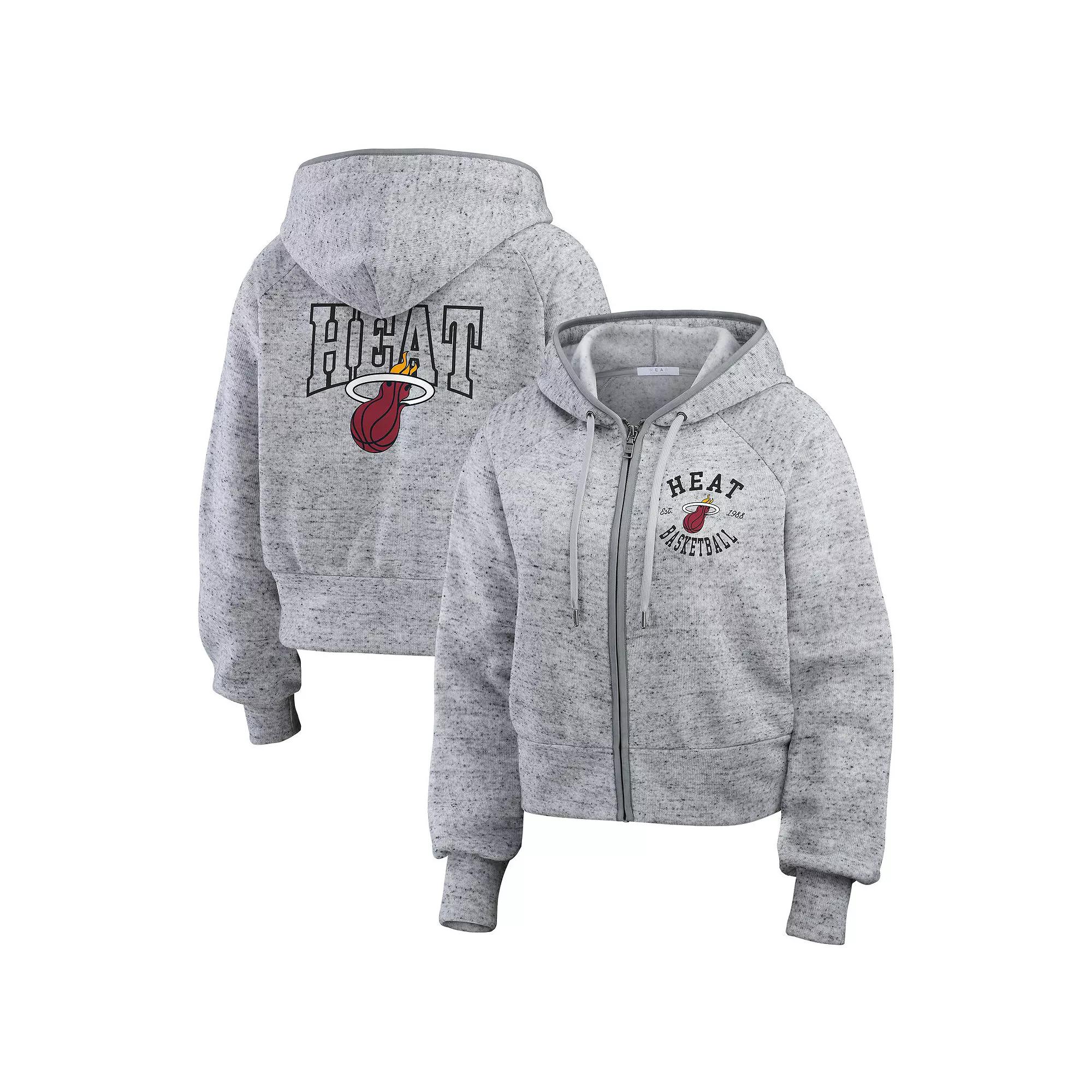 Women's WEAR by Erin Andrews Heather Gray Miami Heat Speckled Radiator Full-Zip Hoodie,  Product Image