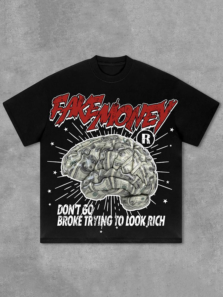 Sopula Don't Go Broke Trying To Look Rich Graphic Print Cotton T-Shirt Product Image
