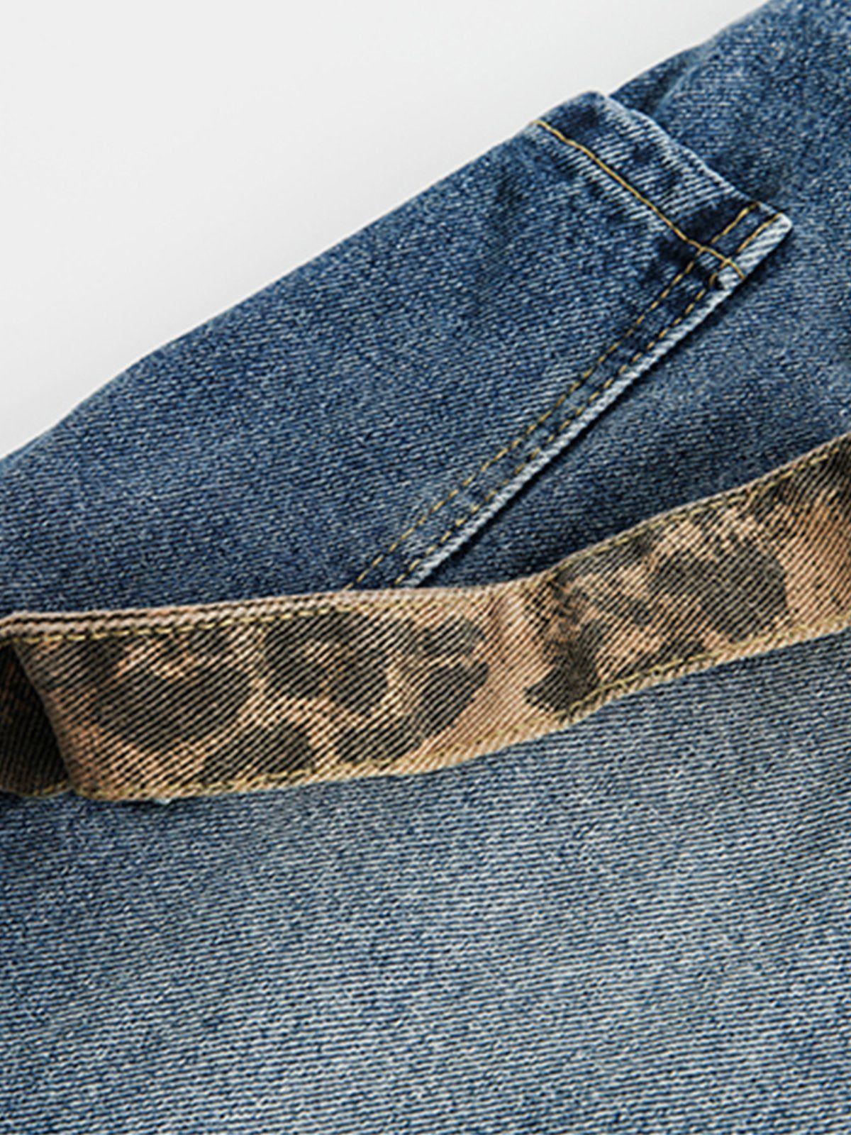 Aelfric Eden Leopard Cuffed Baggy Barrel Jeans Product Image