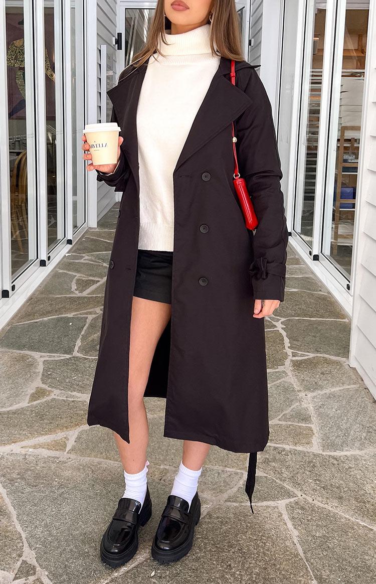 Santos Black Trench Coat Girls Product Image