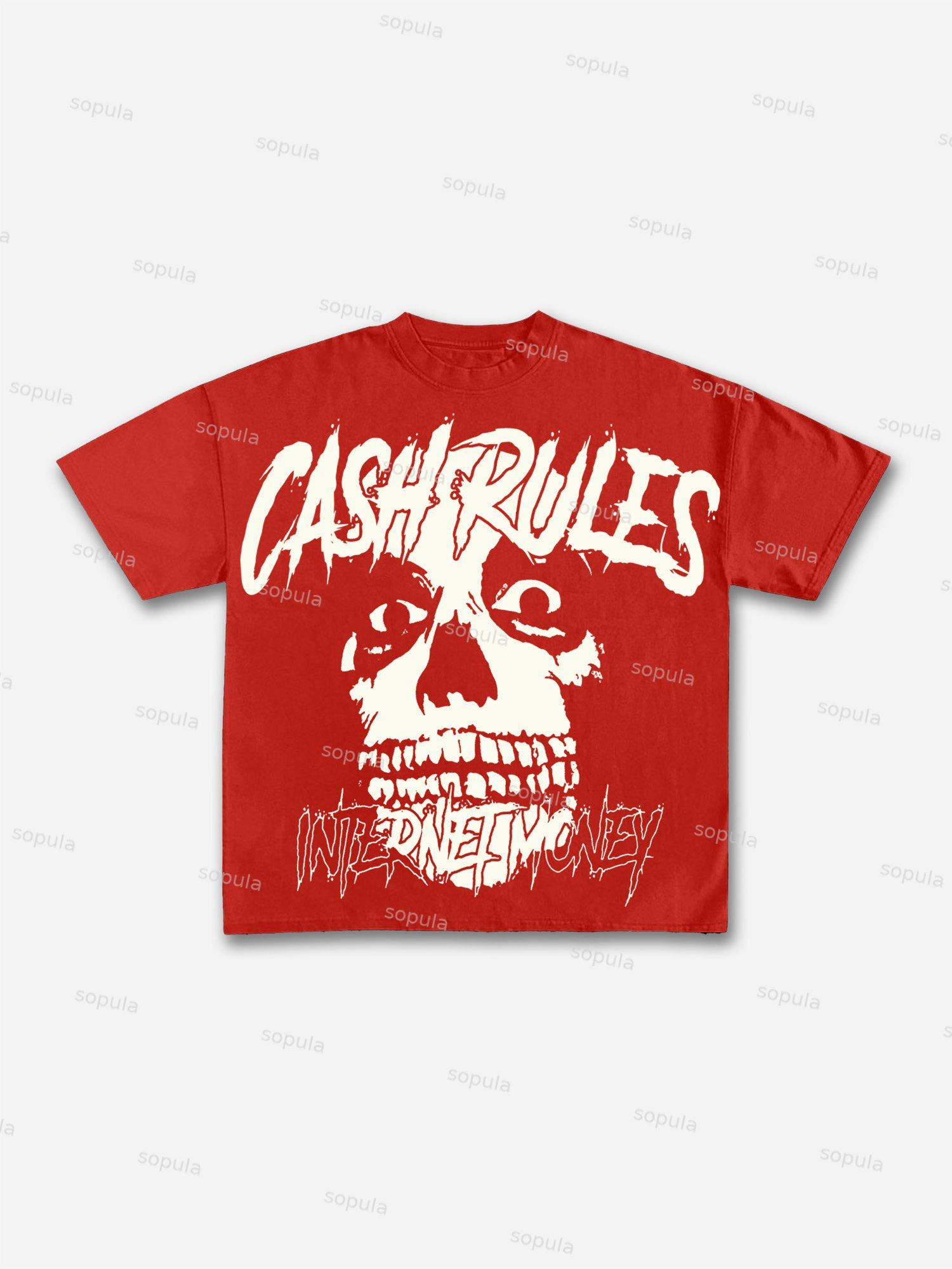 Cash Rules Street Skulls Graphic Cotton T-shirt Product Image