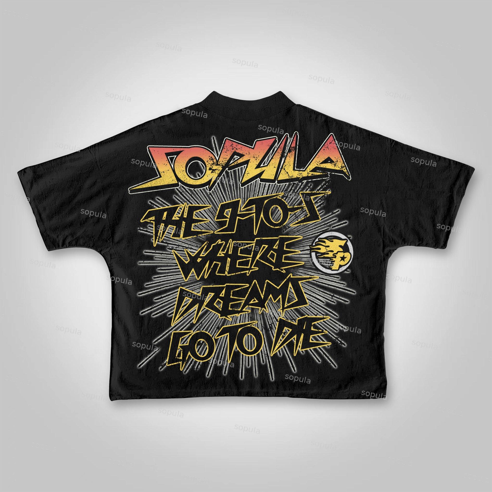Sopula The 9-To-5, Where Dreams Go To Die Vintage Skull Graphics Cropped T-Shirts Product Image