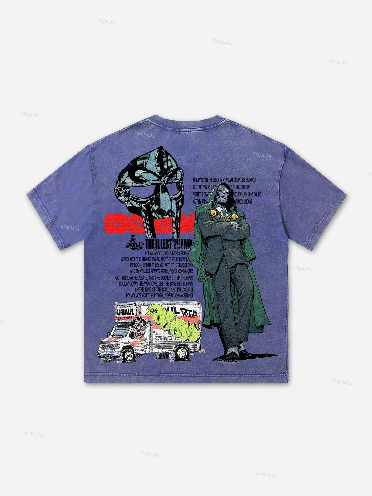 Sopula Vintage The Illest Villain Mf Doom Graphic Print Acid Washed T-Shirt Product Image