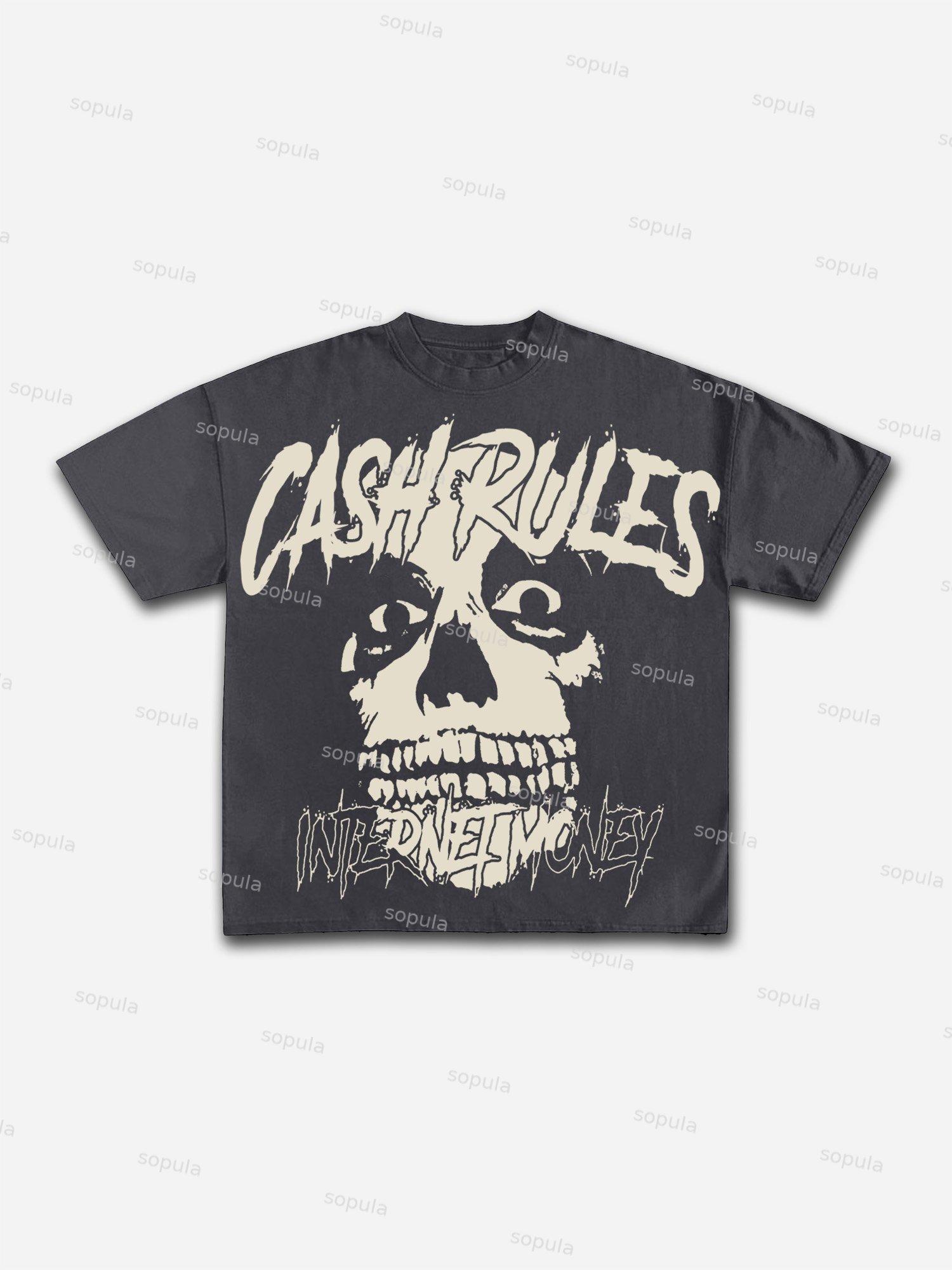 Cash Rules Street Skulls Graphic Cotton T-shirt Product Image