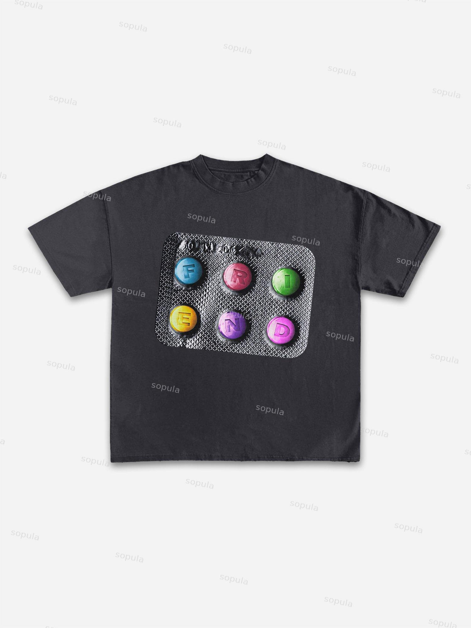 Small Pills Graphic Cotton T-shirt Product Image
