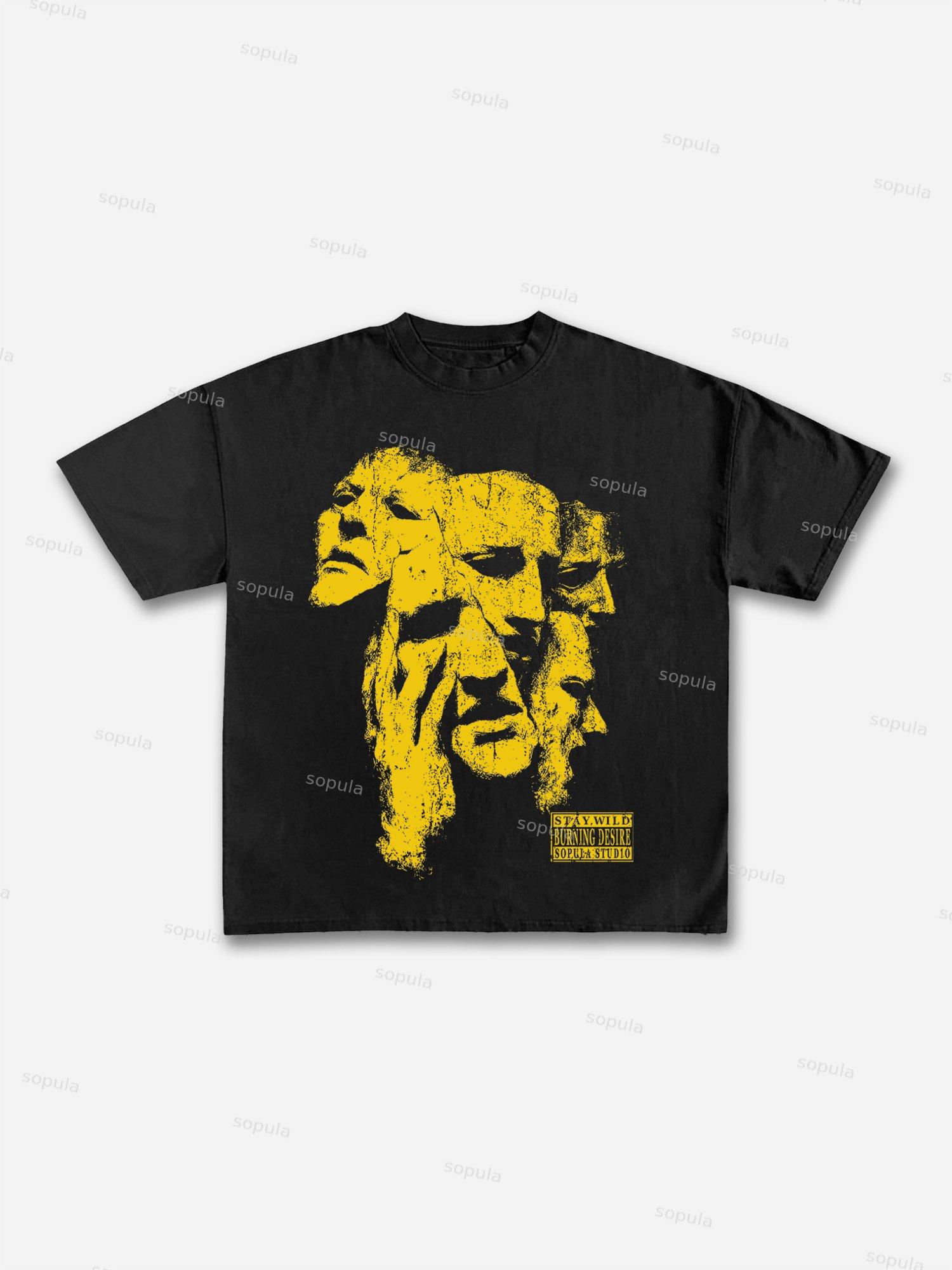 Sopula Desire Abstract Portrait Print Cotton T-shirt Product Image