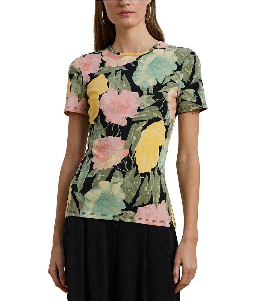 Lauren Ralph Lauren Floral Stretch Cotton Crew Neck Short Sleeve T-Shirt Product Image