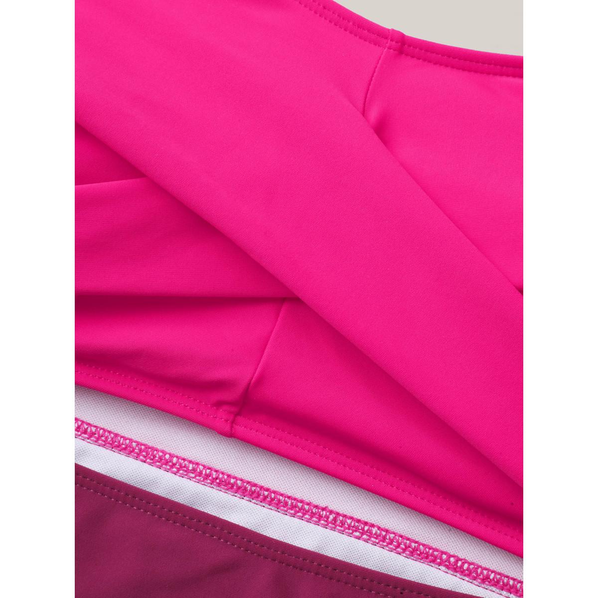 Plus Size Twist Shrink Pleats One-Piece Swimsuit Women's Swimwear Rosered Resort Gathered Curve Bathing Suits High stretch One Pieces BloomChic 28/5X Product Image