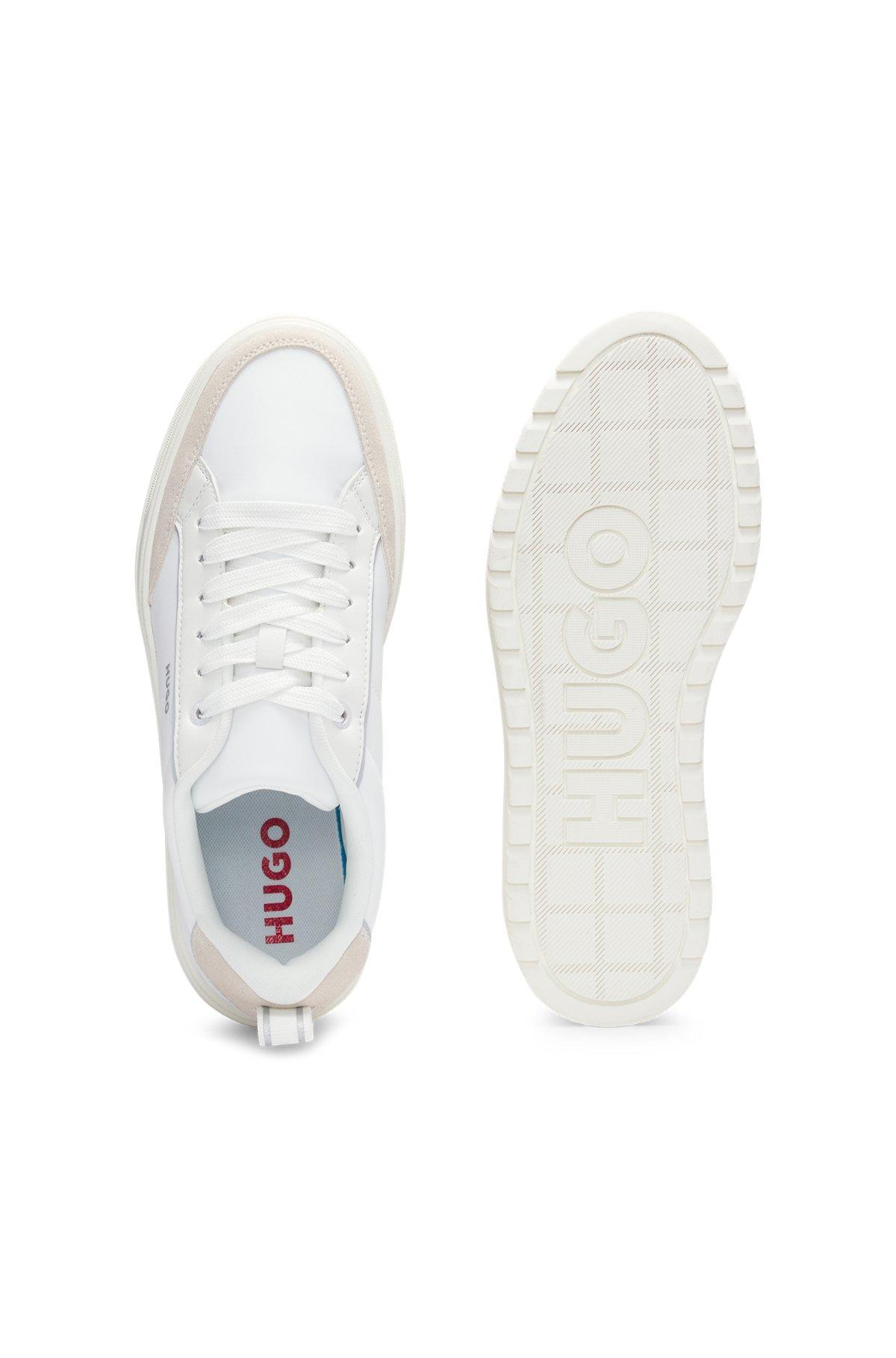 HUGO - Platform trainers with suede trims - White Product Image