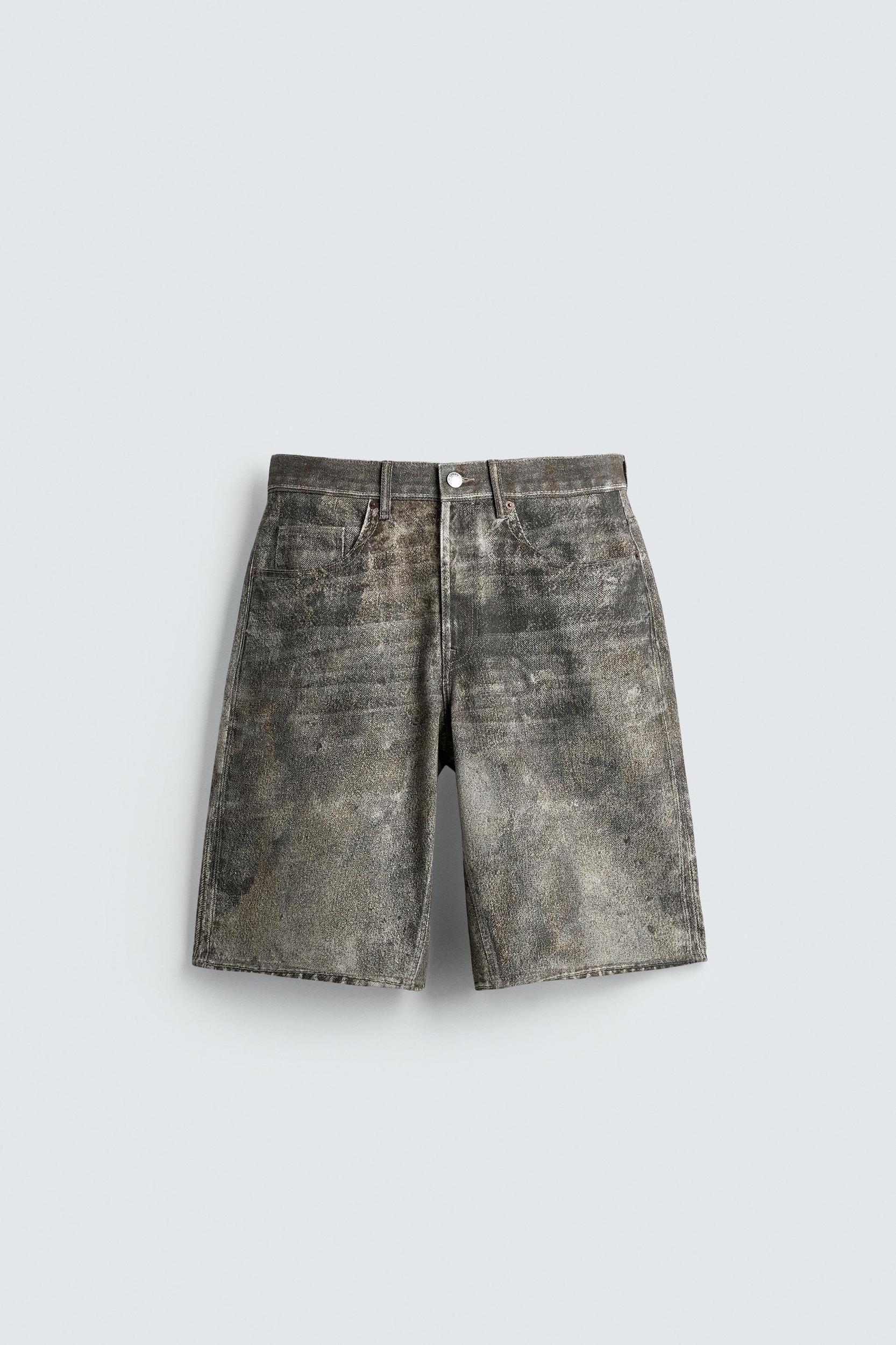 ABSTRACT PRINT BAGGY FIT DENIM SHORTS Product Image