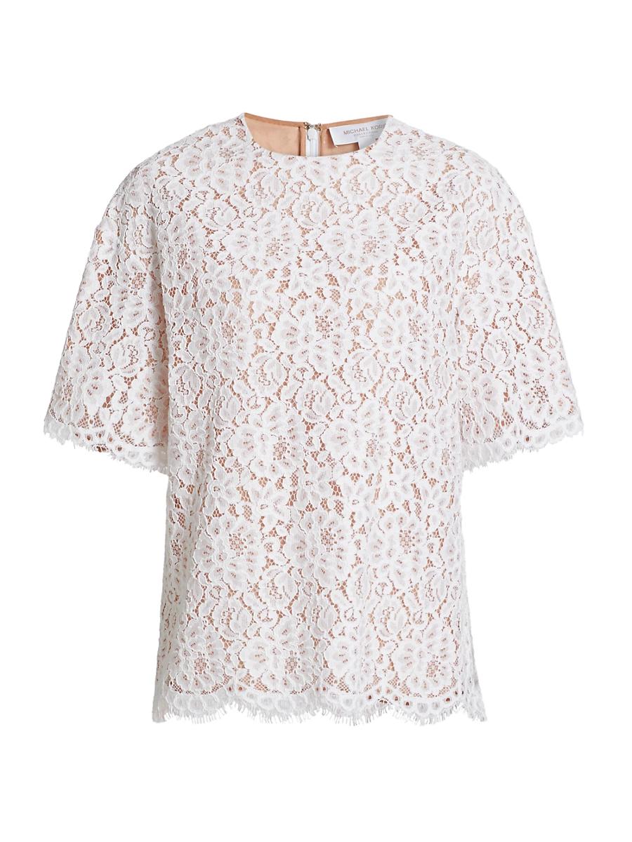 Womens Lace Oversized Crewneck T-Shirt Product Image
