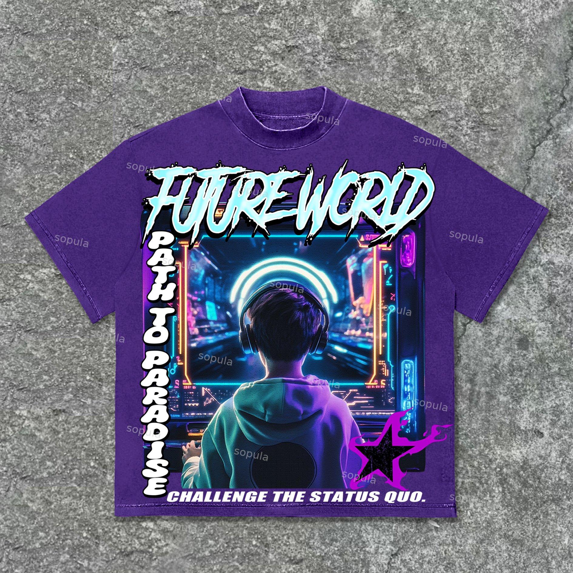 Sopula Future World Brainstorming Graphic Print Cotton T-Shirt Product Image