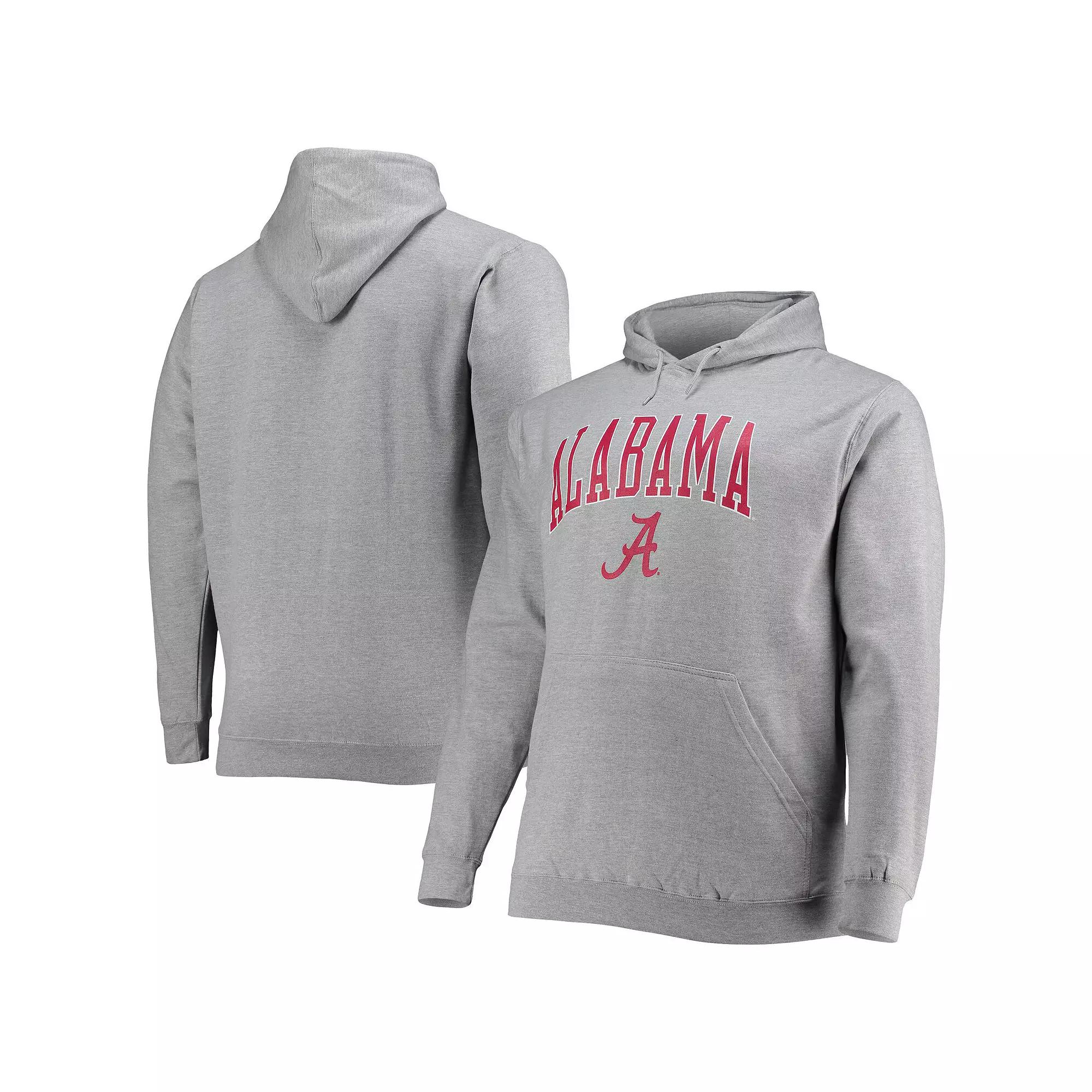 Men's Champion Heather Gray Alabama Crimson Tide Big & Tall Arch Over Logo Powerblend Pullover Hoodie,  Product Image