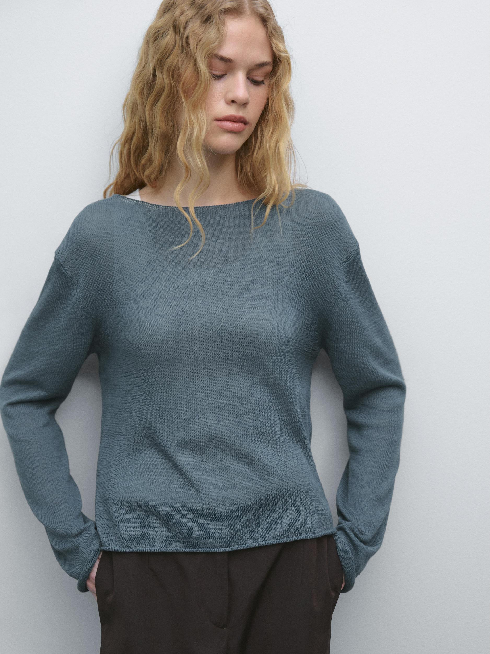 Openwork knitted jumper linen blend Product Image