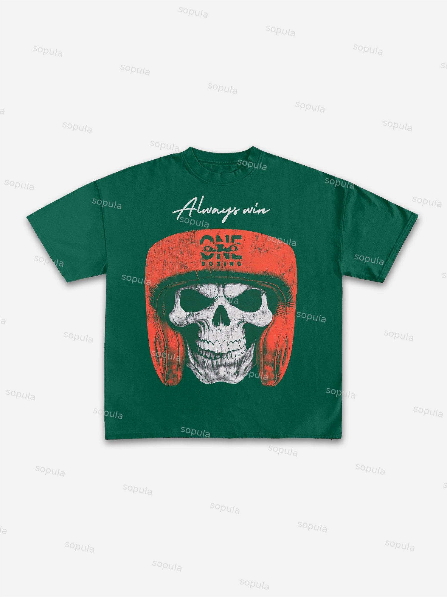 Big Head Skull Boxing Graphic Cotton T-shirt Product Image