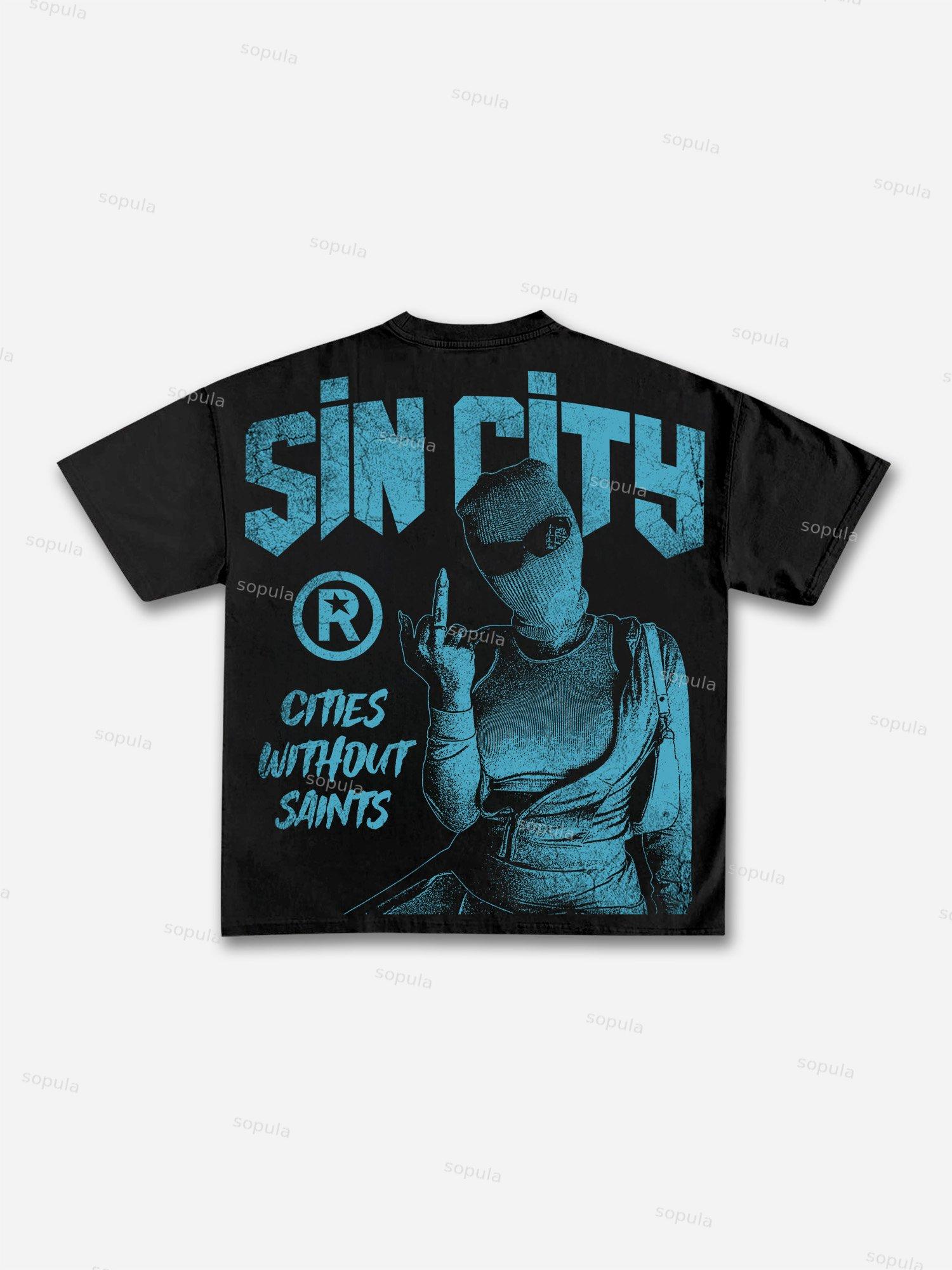 Emotion Fun Big Face Graffiti Graphic Cotton T-shirt Product Image