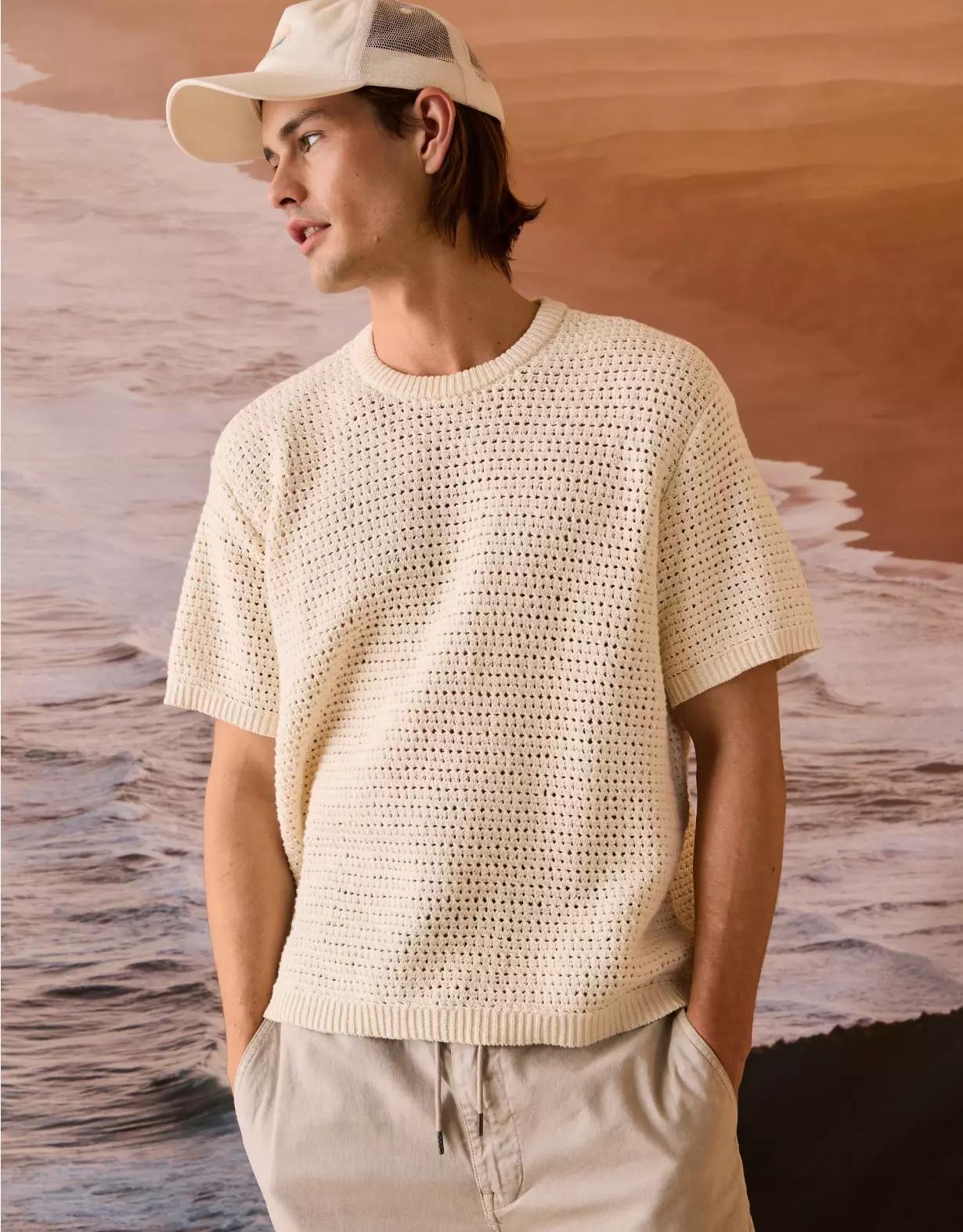 AE Open Knit Sweater T-Shirt Product Image
