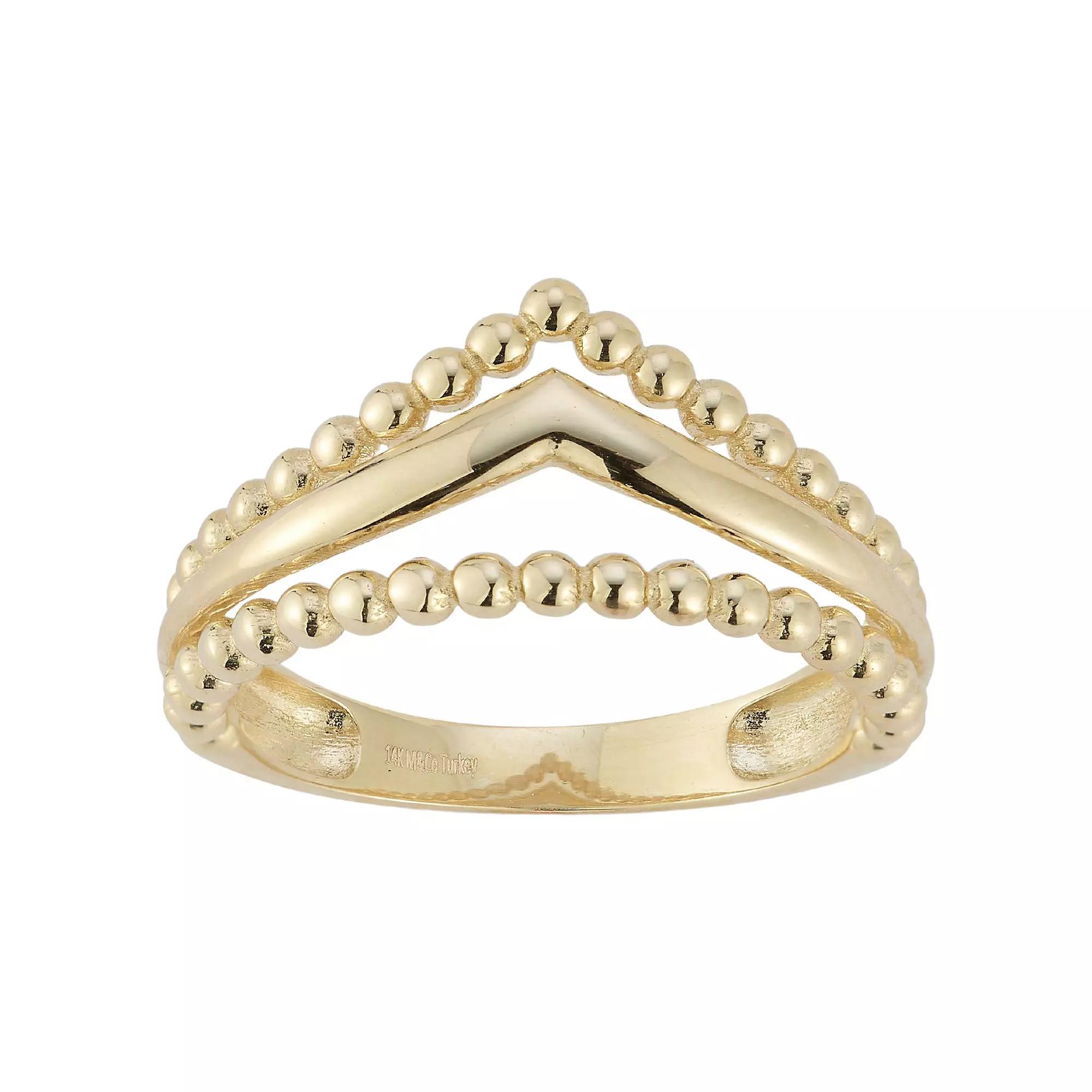 LUMINOR GOLD 14k Gold Beaded Layered Ring, Women's, Size: 7 Product Image