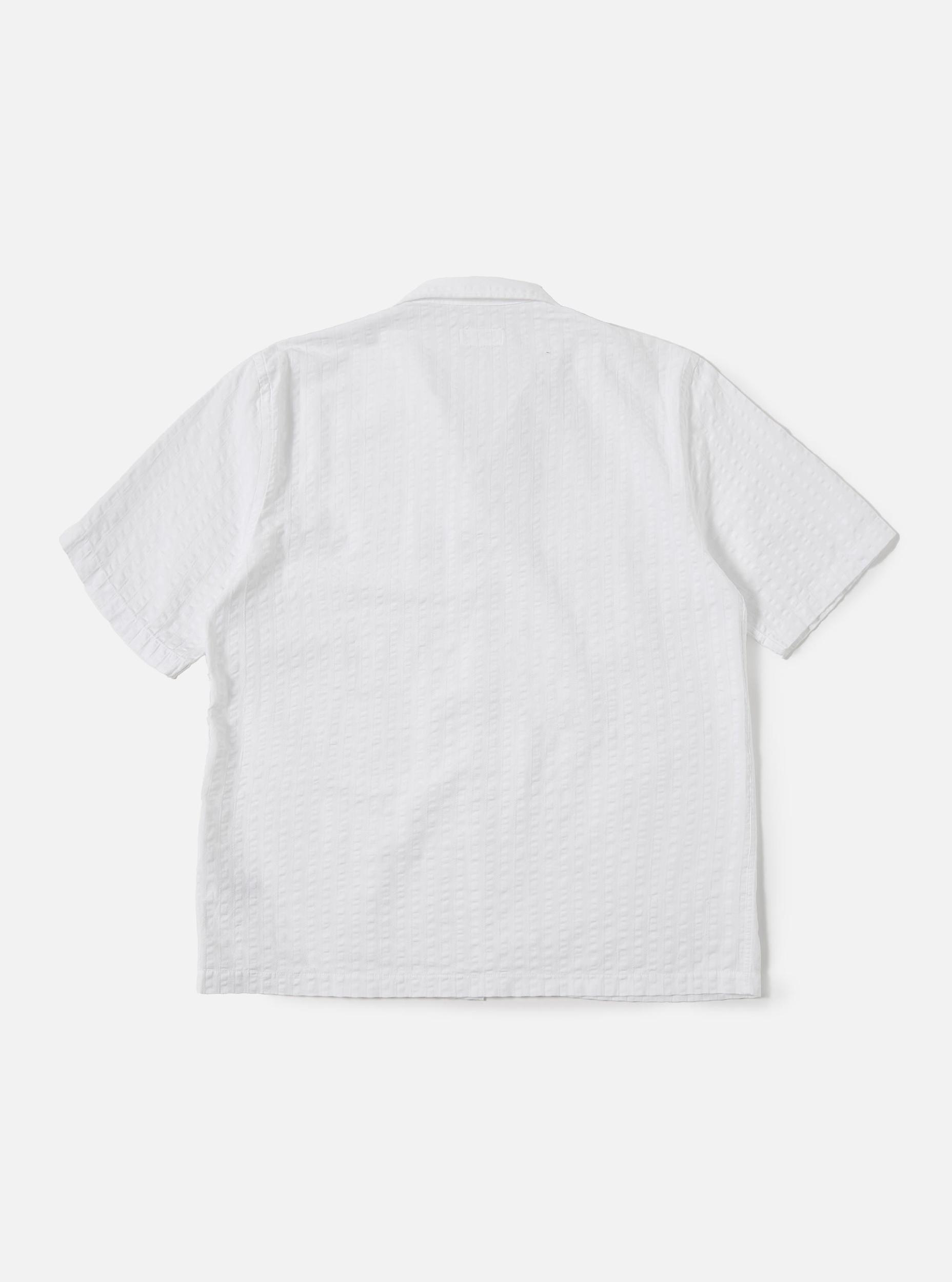 White Kos Self Stripe Sal Road Shirt Product Image