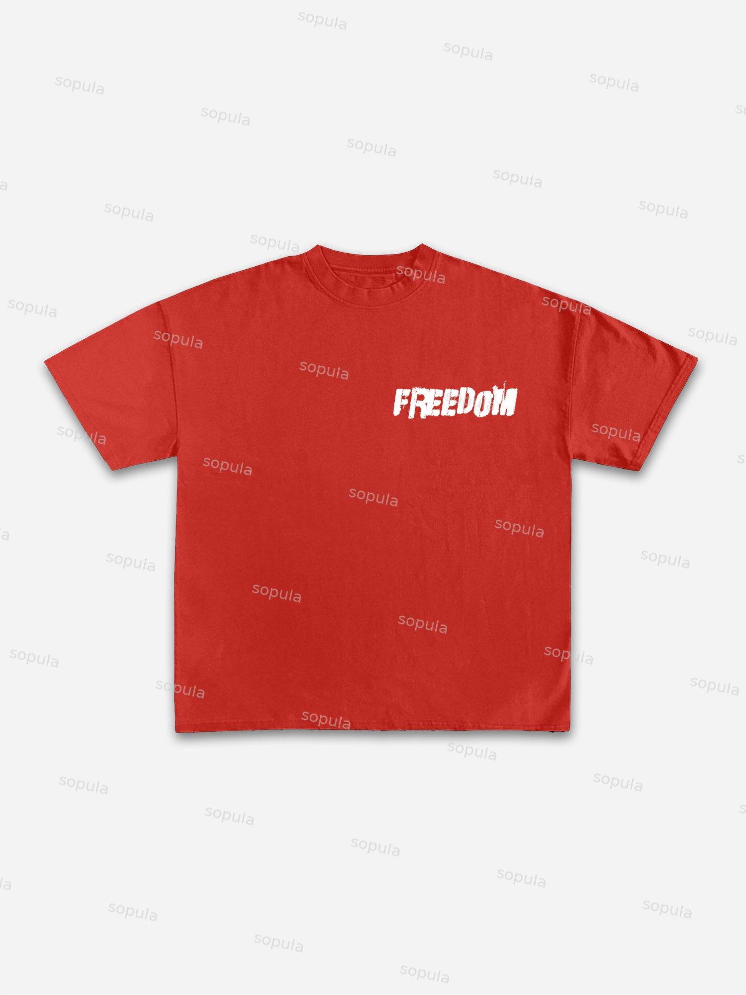 Freedom Skull Graphic Print Cotton T-shirt Product Image