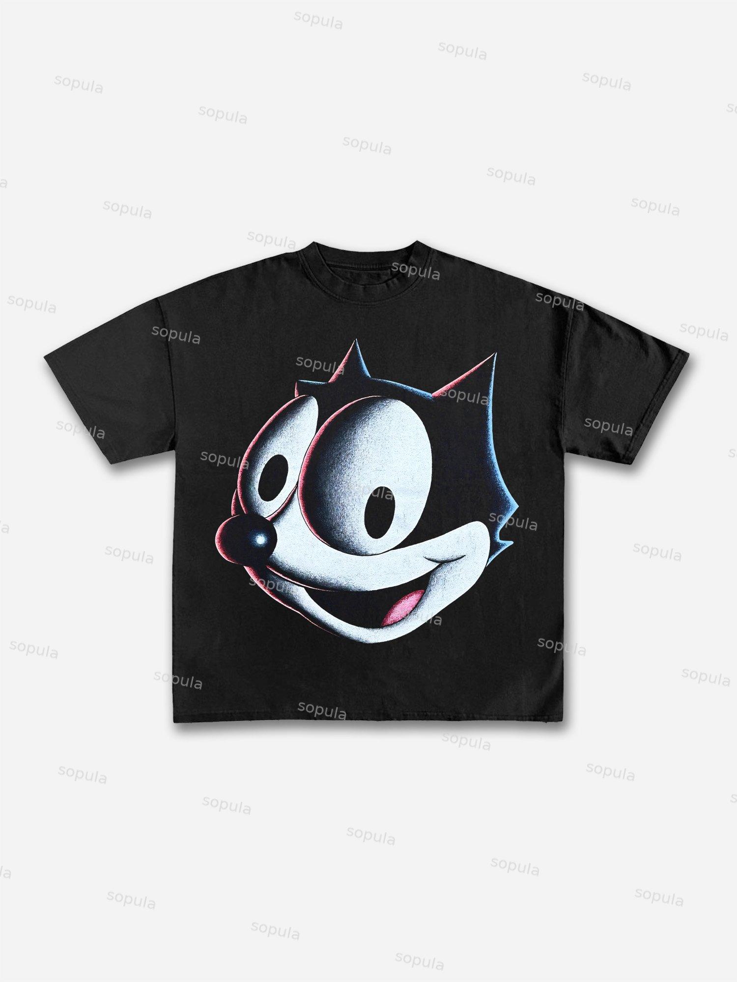 Felix The Cat Cartoon Graphic Print Cotton T-shirt Product Image