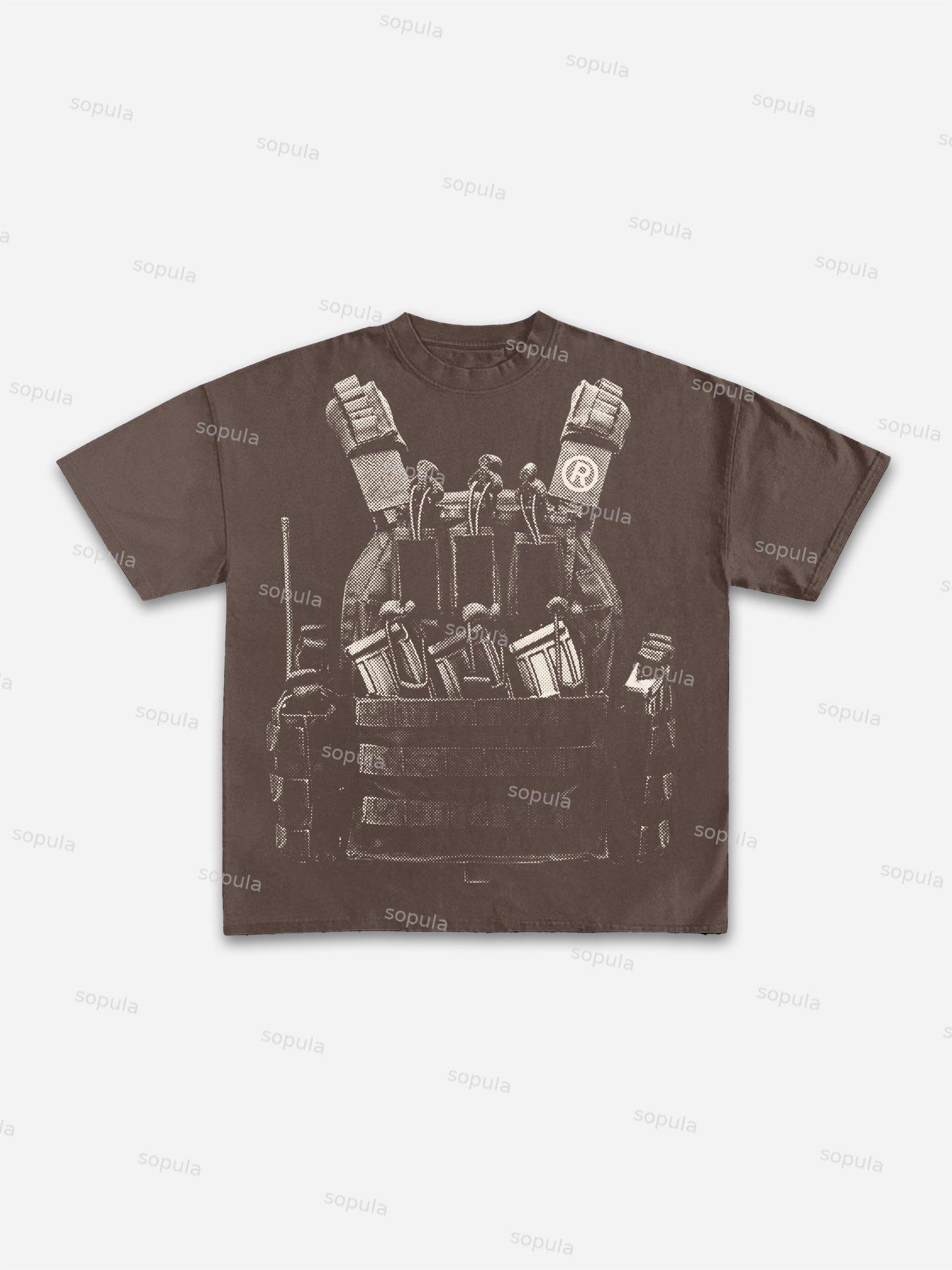 Vintage Locations Body Armor Firearms Graphic Cotton T-shirt Product Image