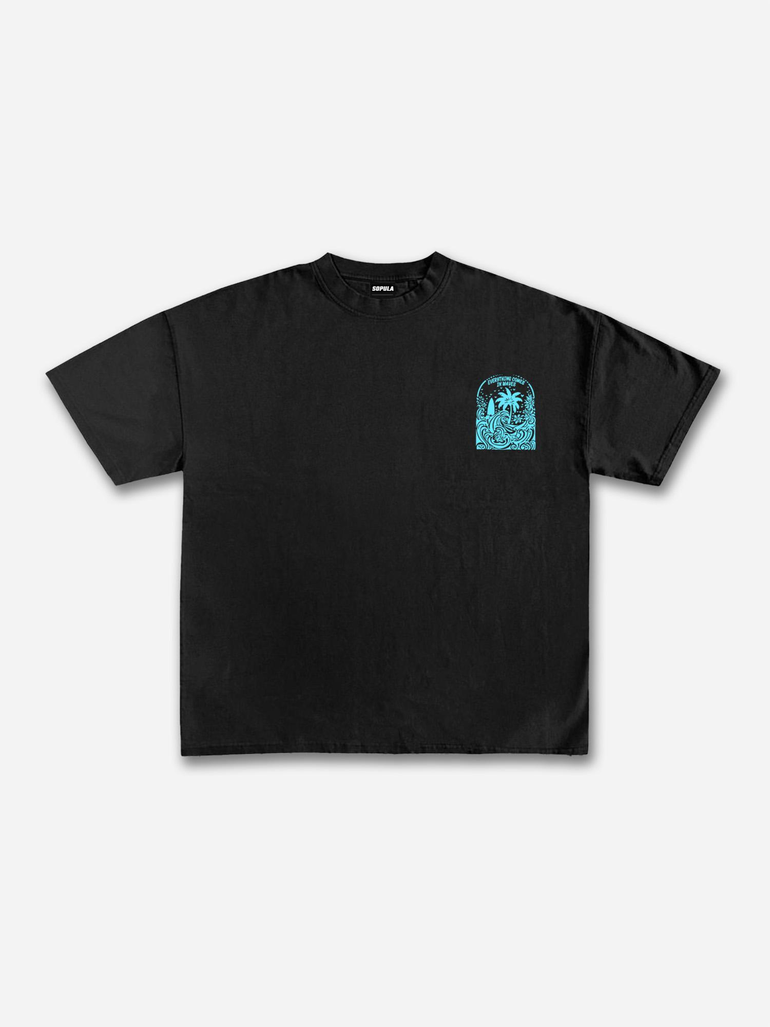 Sopula Everything Comes In Waves Casual Graphic Cotton T-shirt Product Image