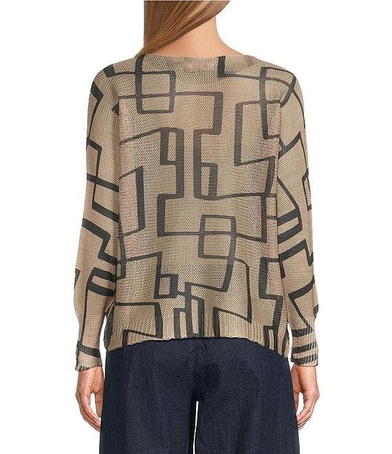 M Made in Italy Abstract Printed Scoop Neck Long Sleeve Knit Top Product Image