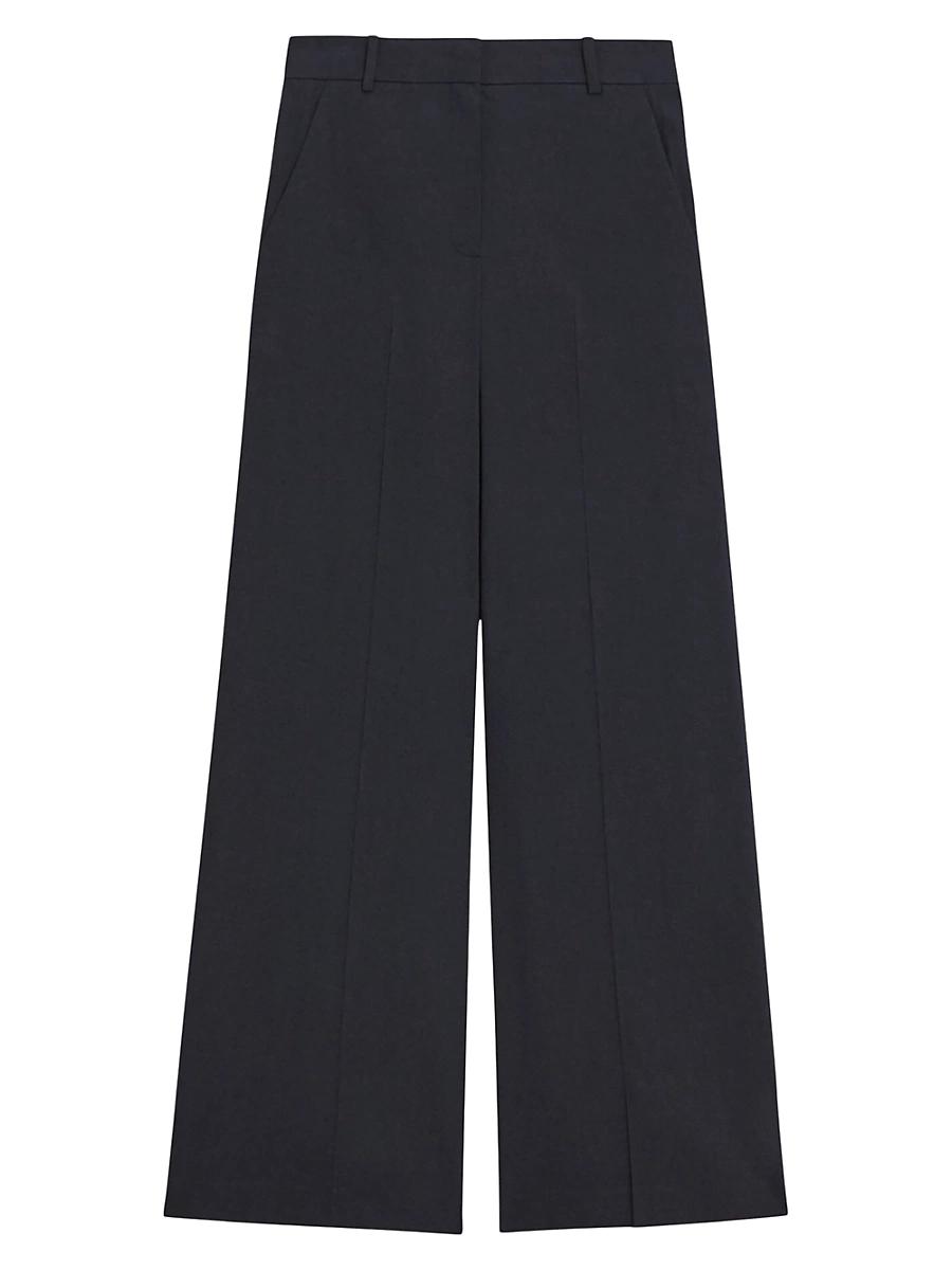 Womens Linen-Blend Wide-Leg Trousers Product Image