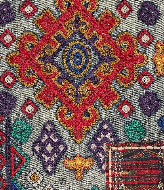 Tru Luxe Jeans Stretch Embroidered Collared Long Sleeve Denim Jacket Product Image