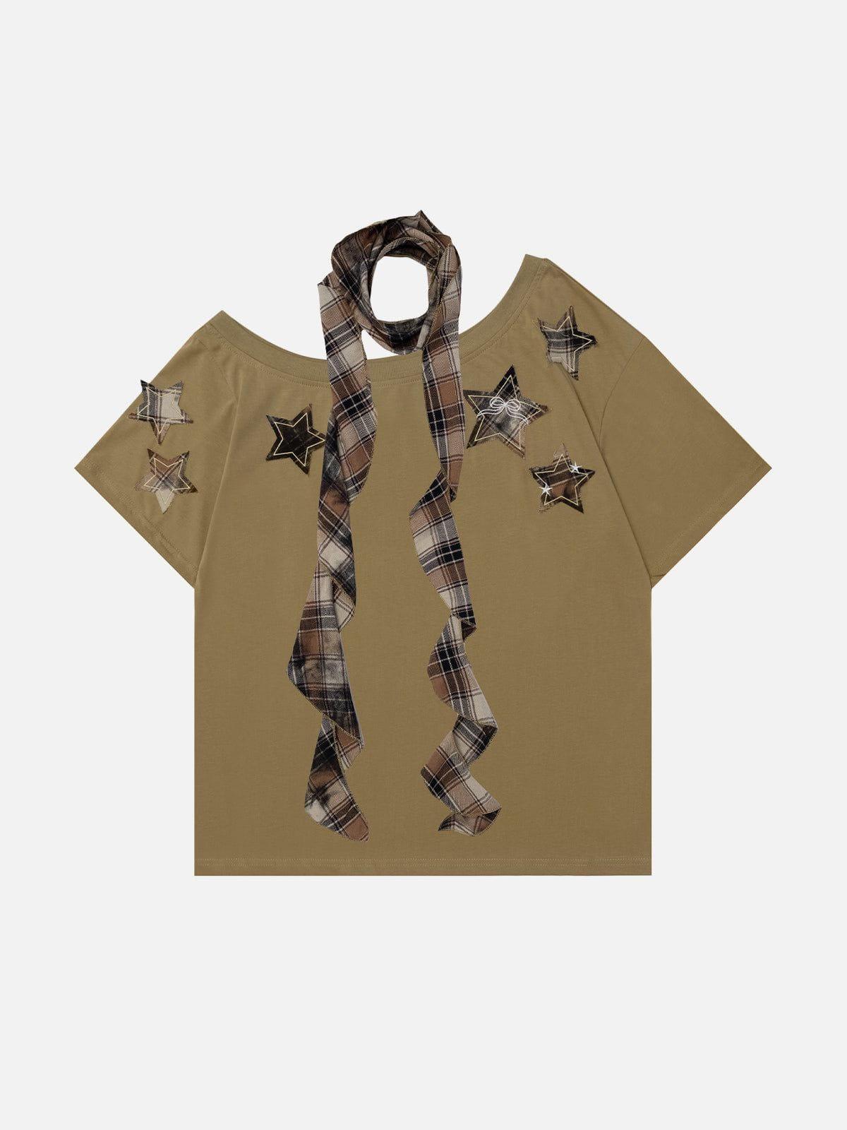 Aelfric Eden Plaid Applique Embroidery Star Tee Female Product Image