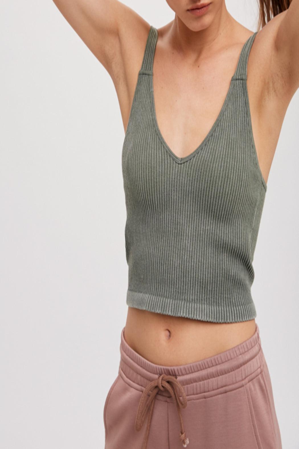 Seamless Ribbed V-Neck Brami Product Image