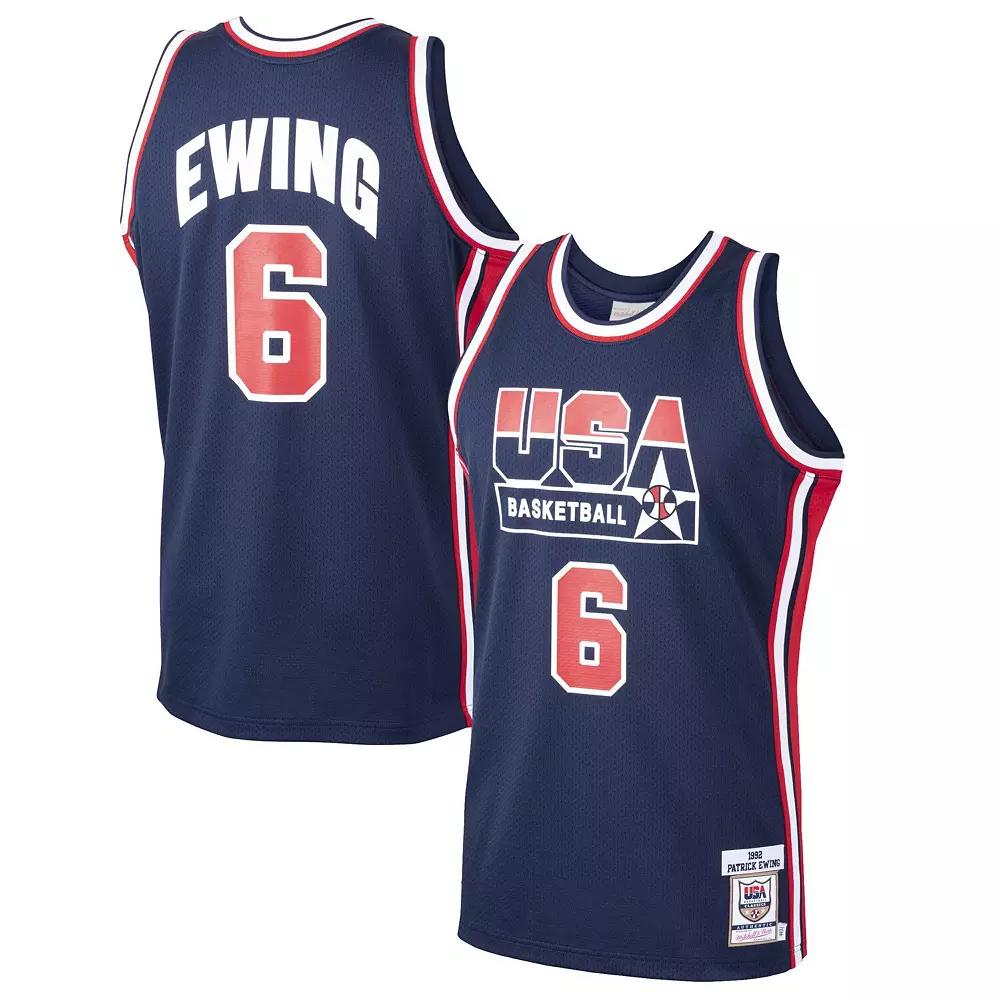 Men's Mitchell & Ness Patrick Ewing Navy USA Basketball Home 1992 Dream Team Authentic Jersey, Size: Small, Blue Product Image