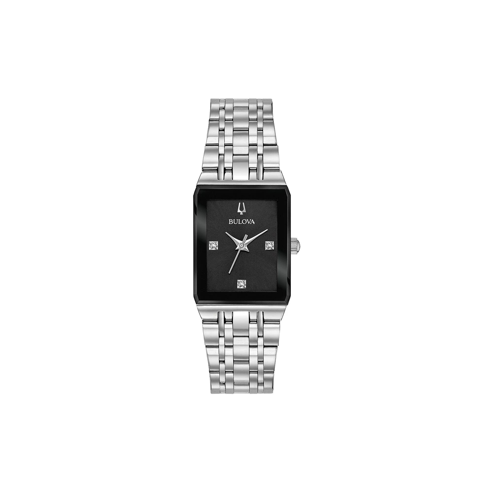 Bulova Womens Quadra Stainless Steel Diamond Watch - 96P202 Silvertone Product Image
