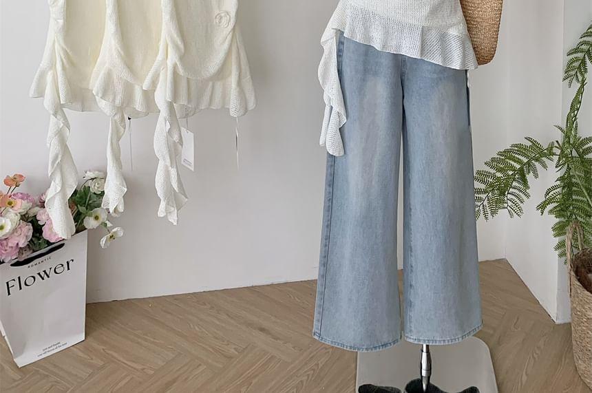 V-Neck Plain Ruffle Asymmetrical Cami Top Product Image