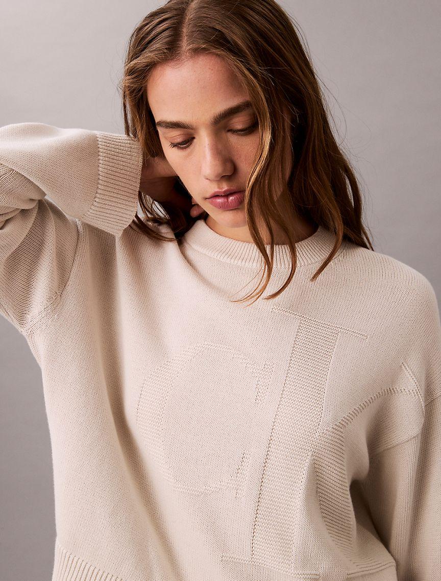 Smooth Cotton Relaxed Monogram Sweater Product Image