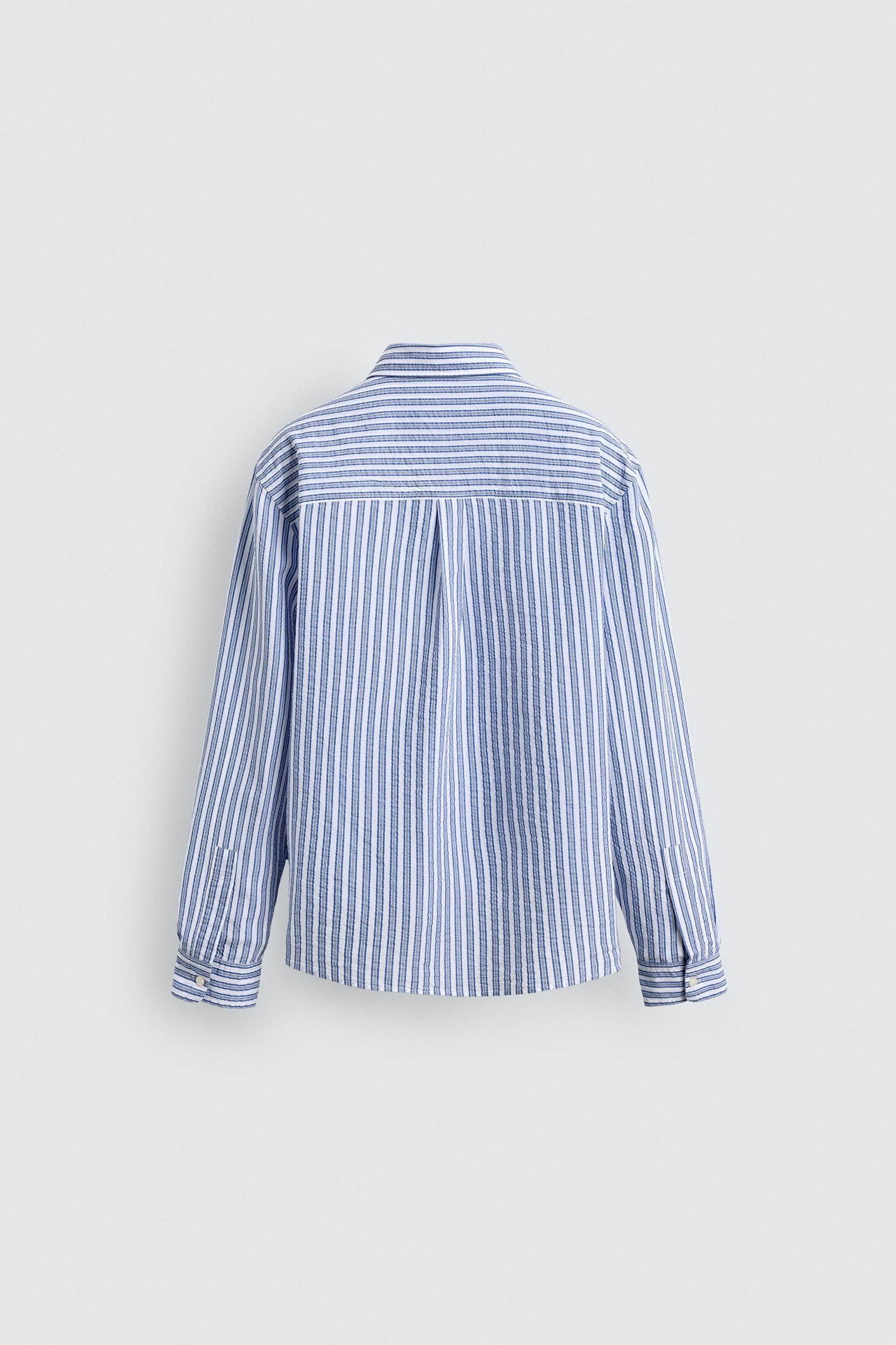 WRINKLED EFFECT STRIPED SHIRT Product Image