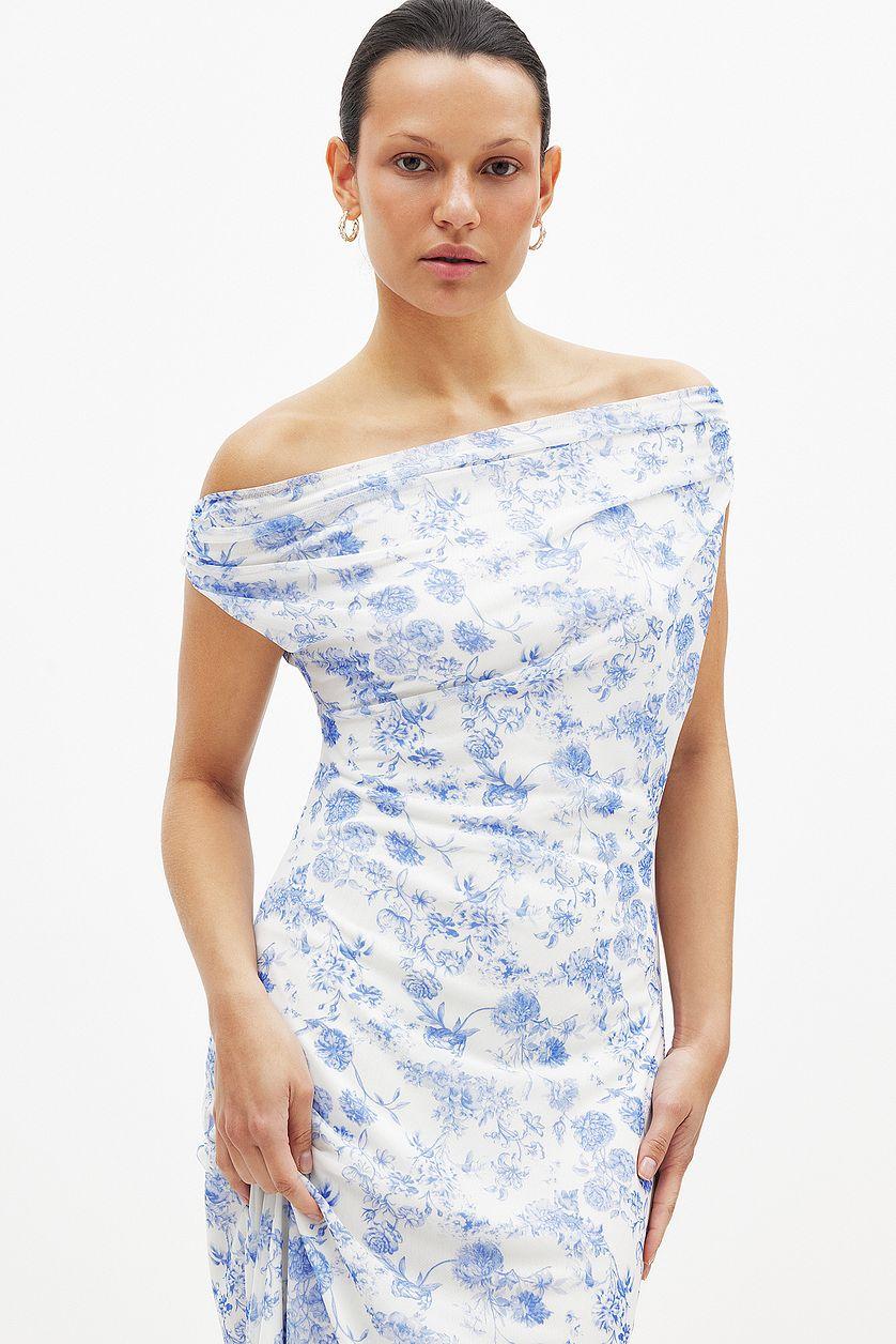 Draped Maxi Mesh Dress Product Image