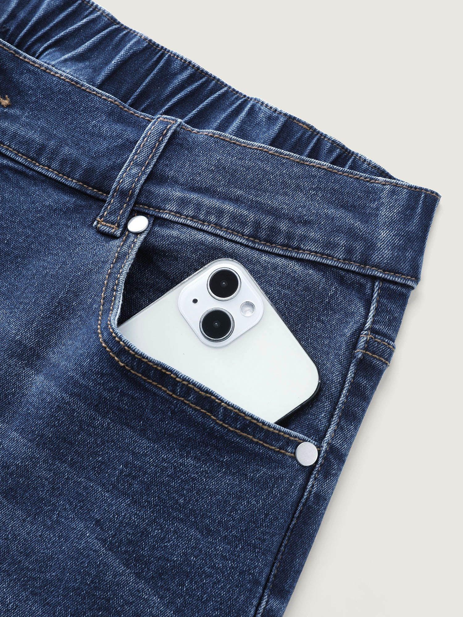 Mid-Rise Washed Effect Wide-Leg Jeans Female Product Image