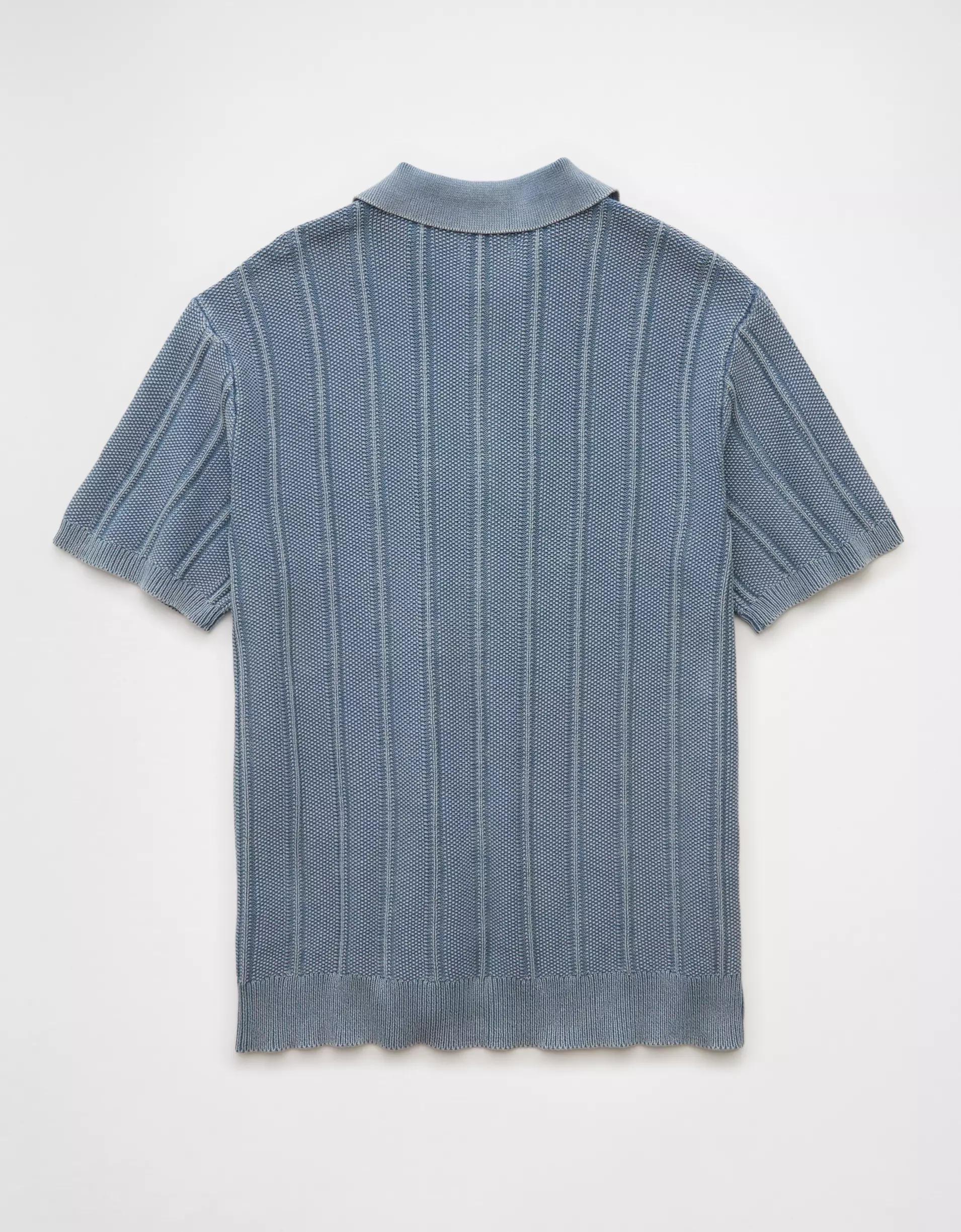 AE Weekend Washed Button-Up Sweater Polo Shirt Product Image