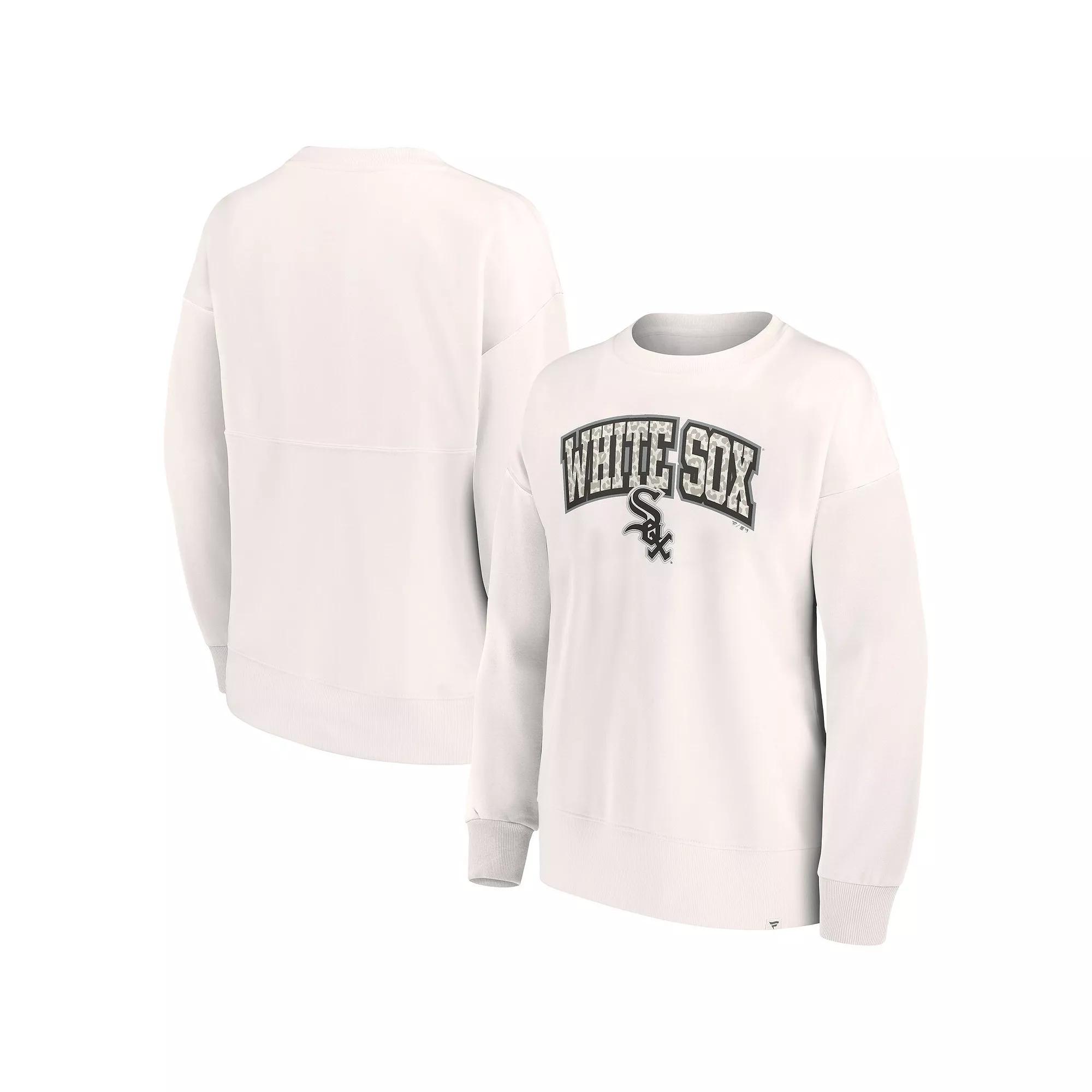 Women's Fanatics Branded Cream Chicago White Sox Leopard Pullover Sweatshirt,  Product Image