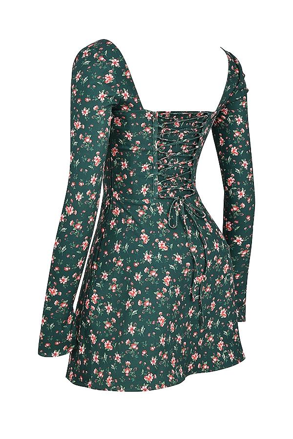 Malika  green floral corset mini dress Product Image
