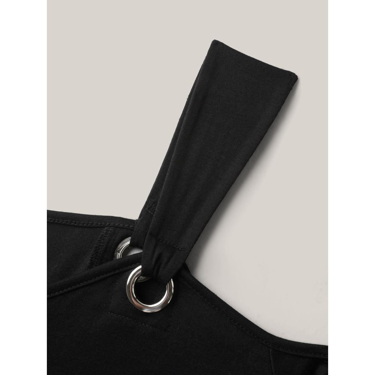 Plus Size Off-Shoulder Loop Detail T-Shirt Black Women Timeless Non Heart neckline Elegant T-shirts BloomChic 26/4X Product Image