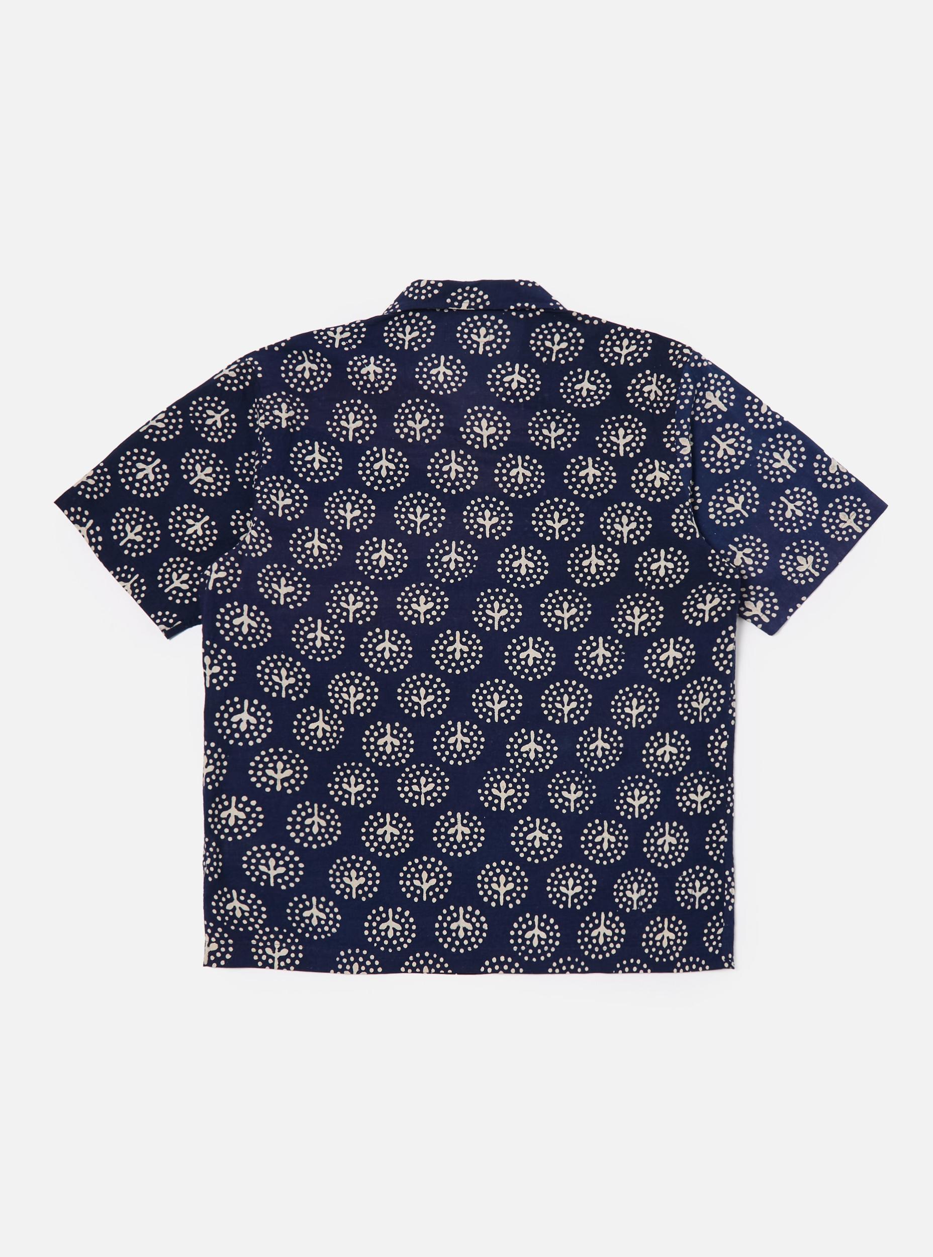 Universal Works Road Shirt in Navy Magic Circle Print Product Image