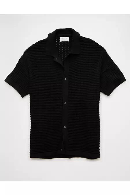 AE Weekend Textured Button-Up Sweater Polo Shirt Men's Product Image
