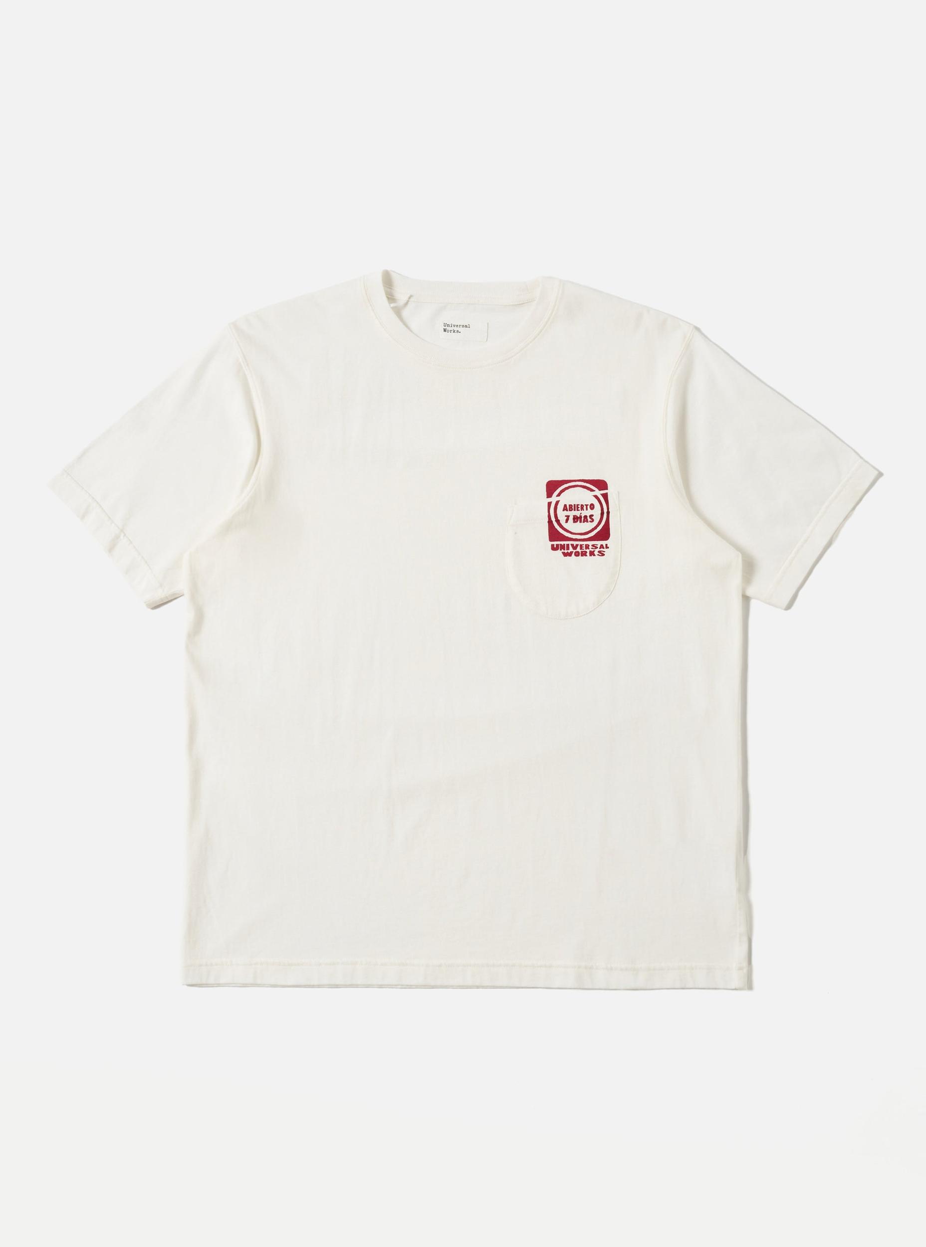 Universal Works Print Pocket Tee in Ecru/Red Single Jersey Product Image